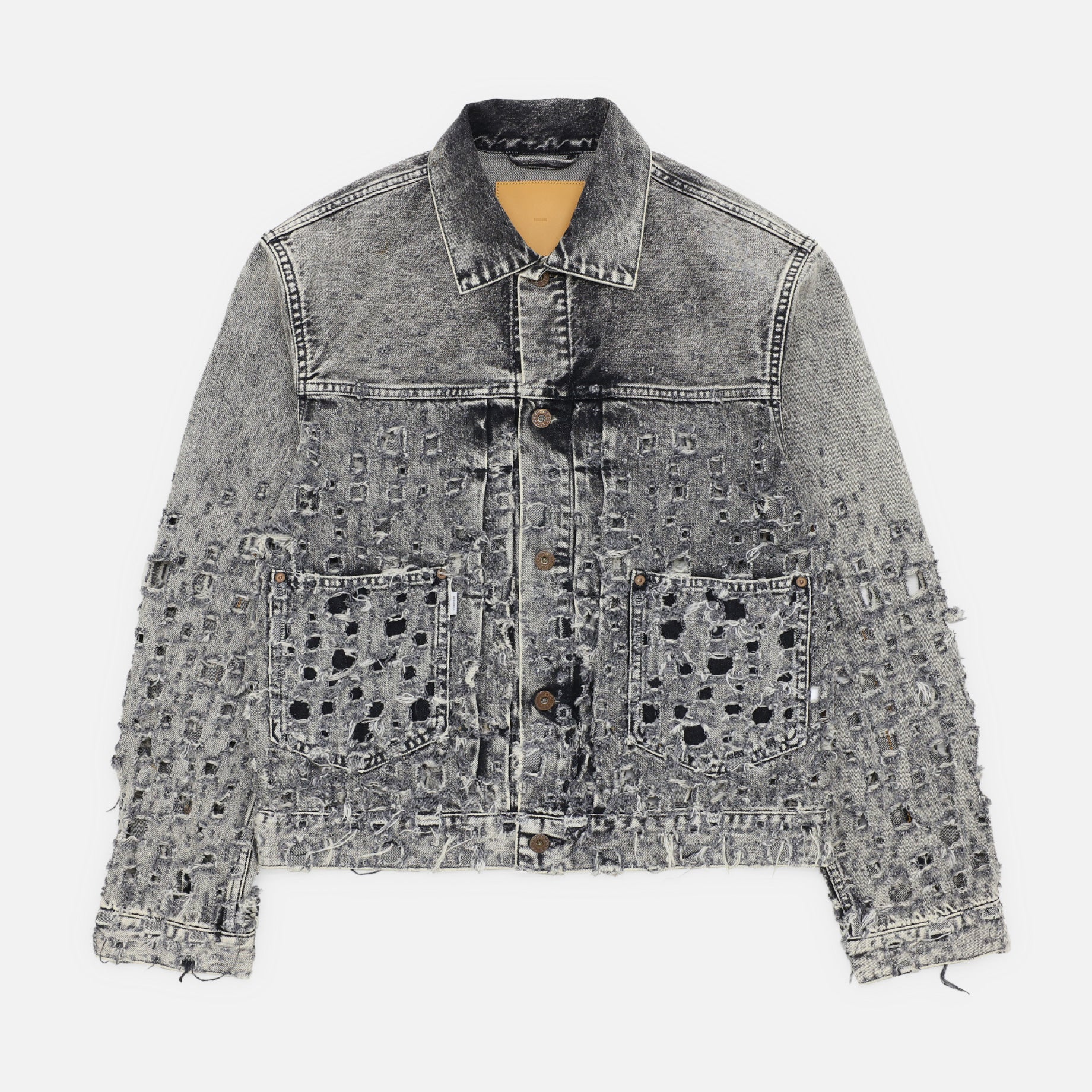 CRASHED BLACK MODERN DENIM JACKET(FADED BLACK)