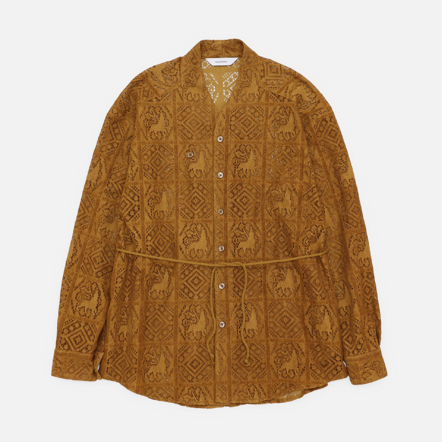 VELVET LACE WA-NECK SHIRT(CAMEL)