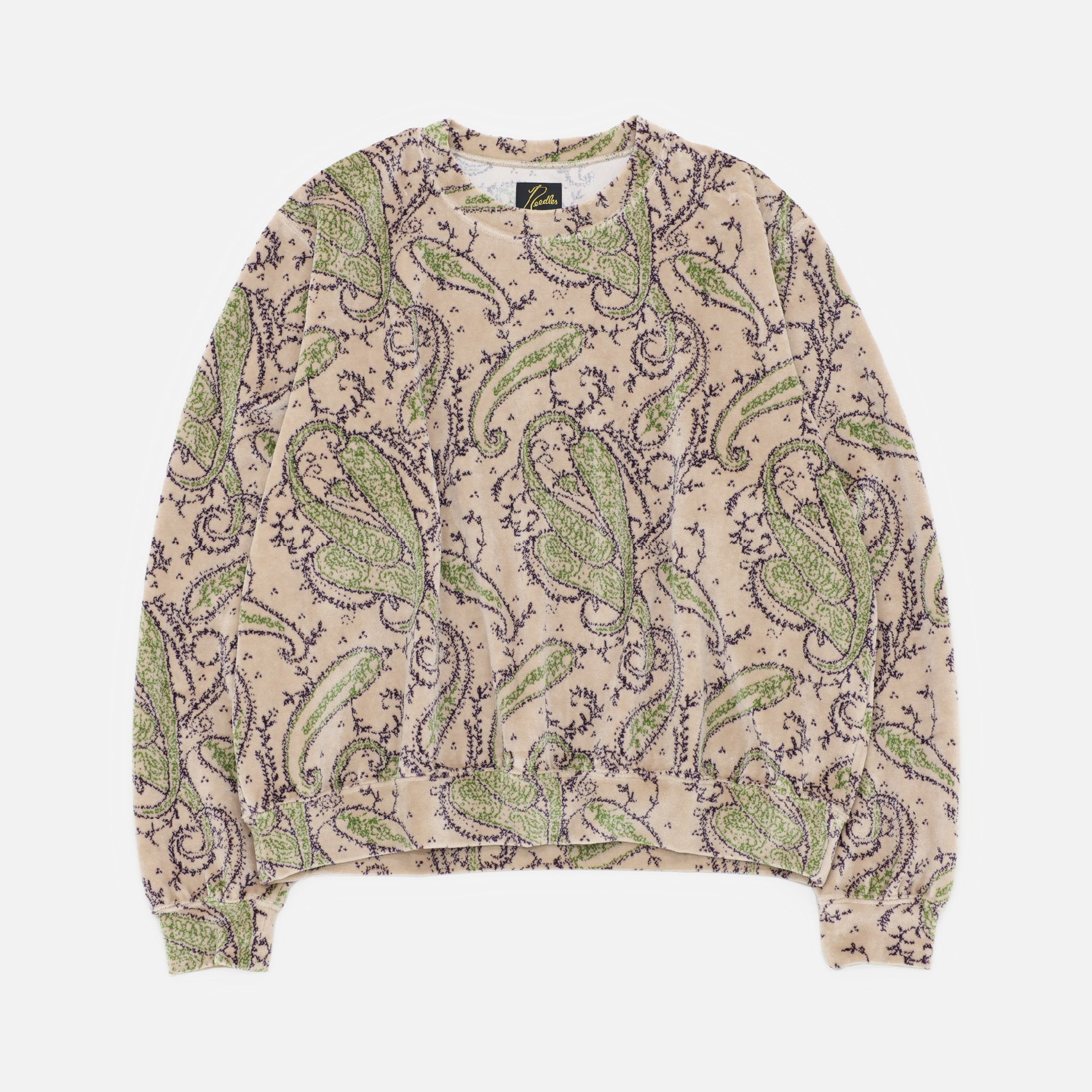 CREW SWEAT SHIRT - PAISLEY VELOUR JQ.(BEIGE)