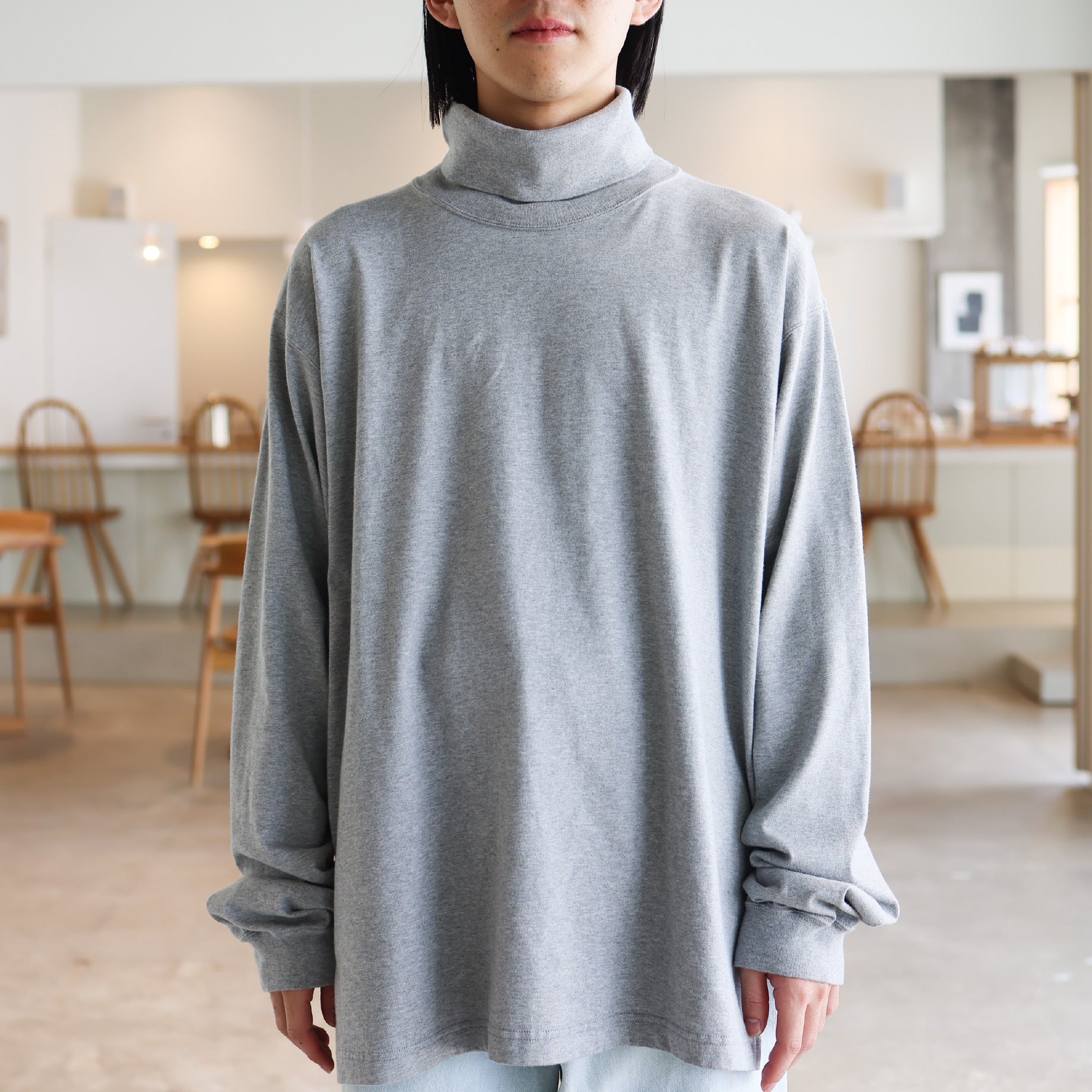 HIGH NECK L/S TEE(H.GRAY)