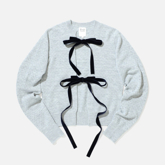 RIBBON CARDIGAN - BOILED KNIT(GREY)