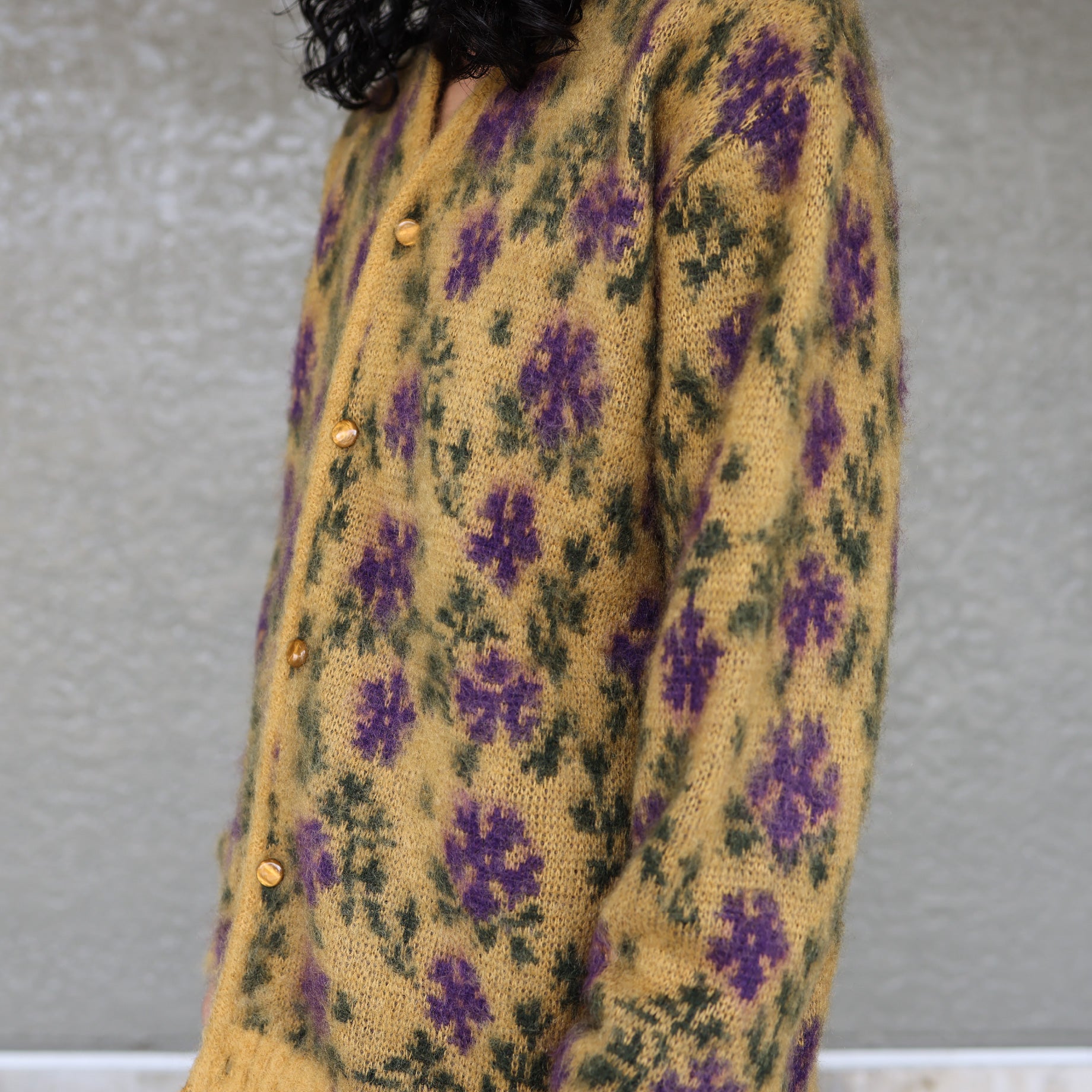 MOHAIR CARDIGAN - FLOWER(YELLOW)