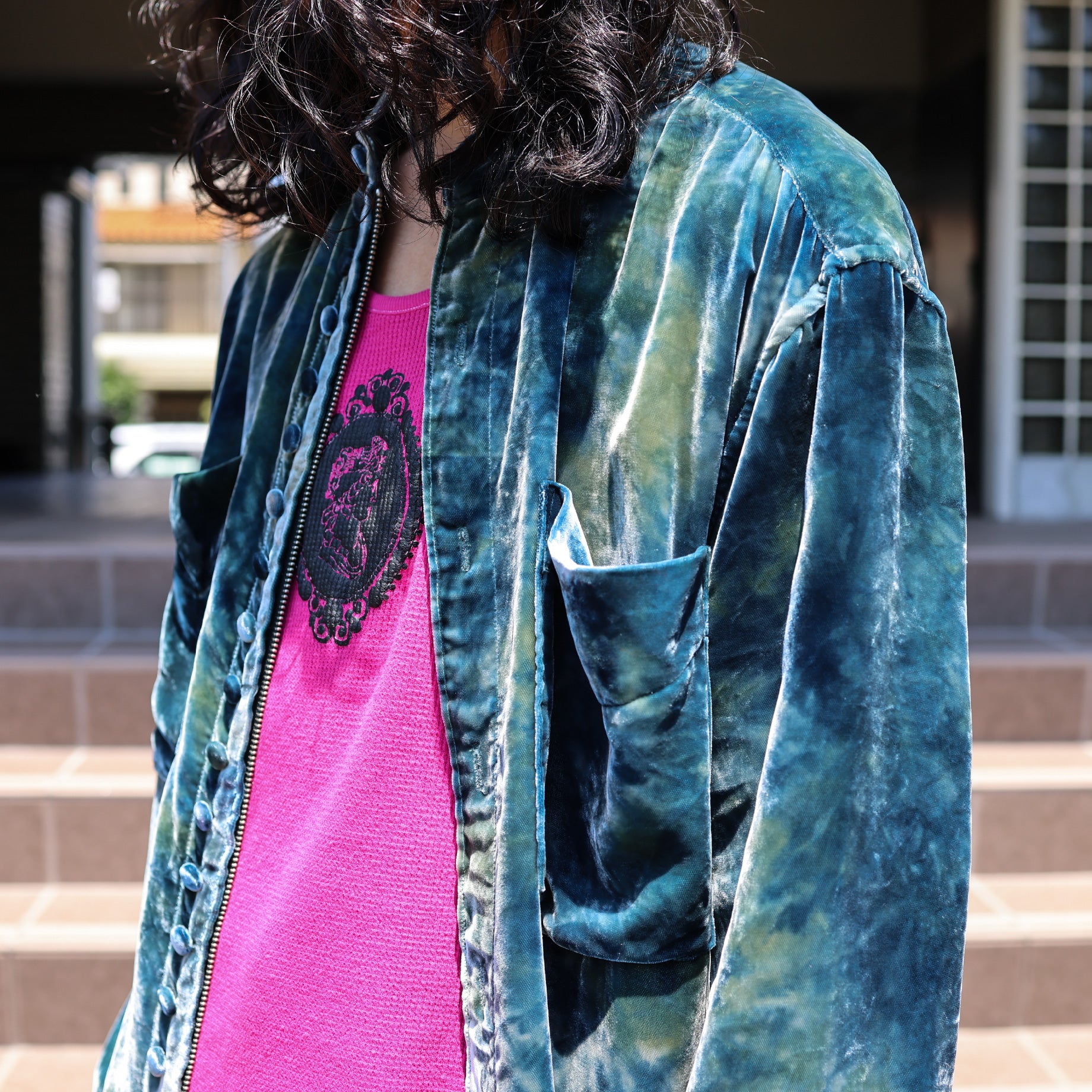 VELVET ZIP-UP SHIRTS(EMERALD)