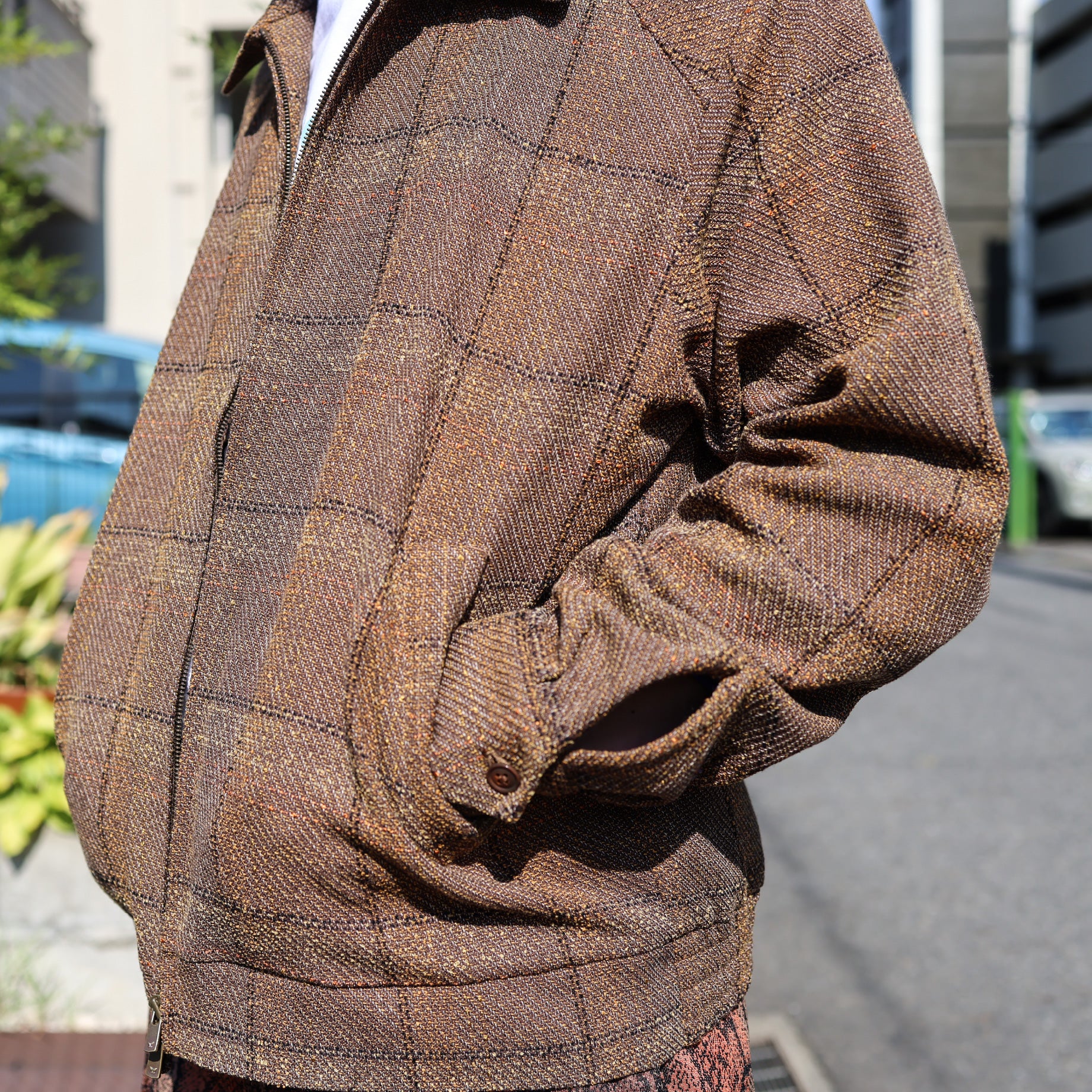 SPORTS JACKET - W/AC/C/N/R TWILL PLAID(BROWN)