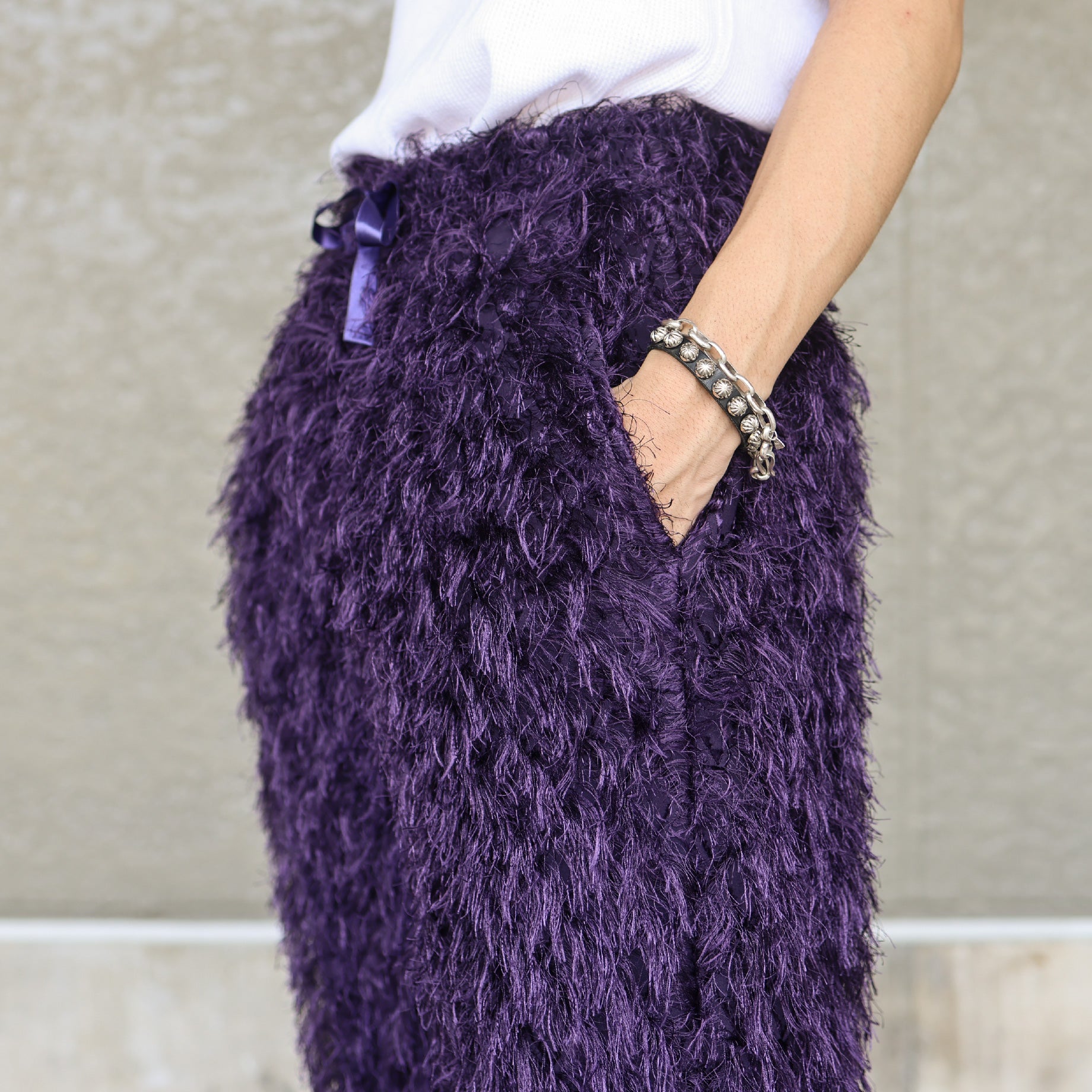 STRING EASY PANT - PE/R ARGYLE FRINGE JQ.(PURPLE)