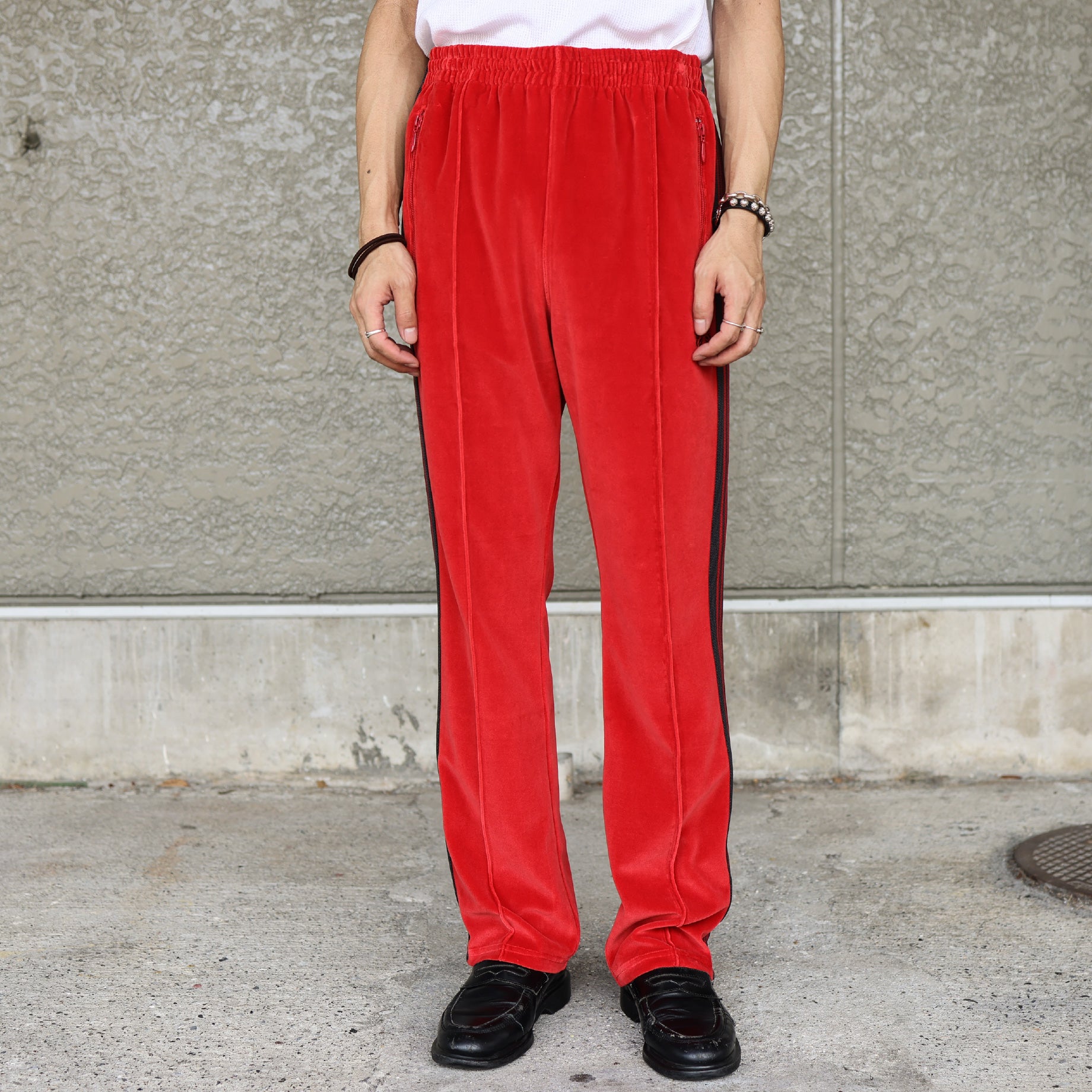 NARROW TRACK PANT - C/PE VELOUR(RED)