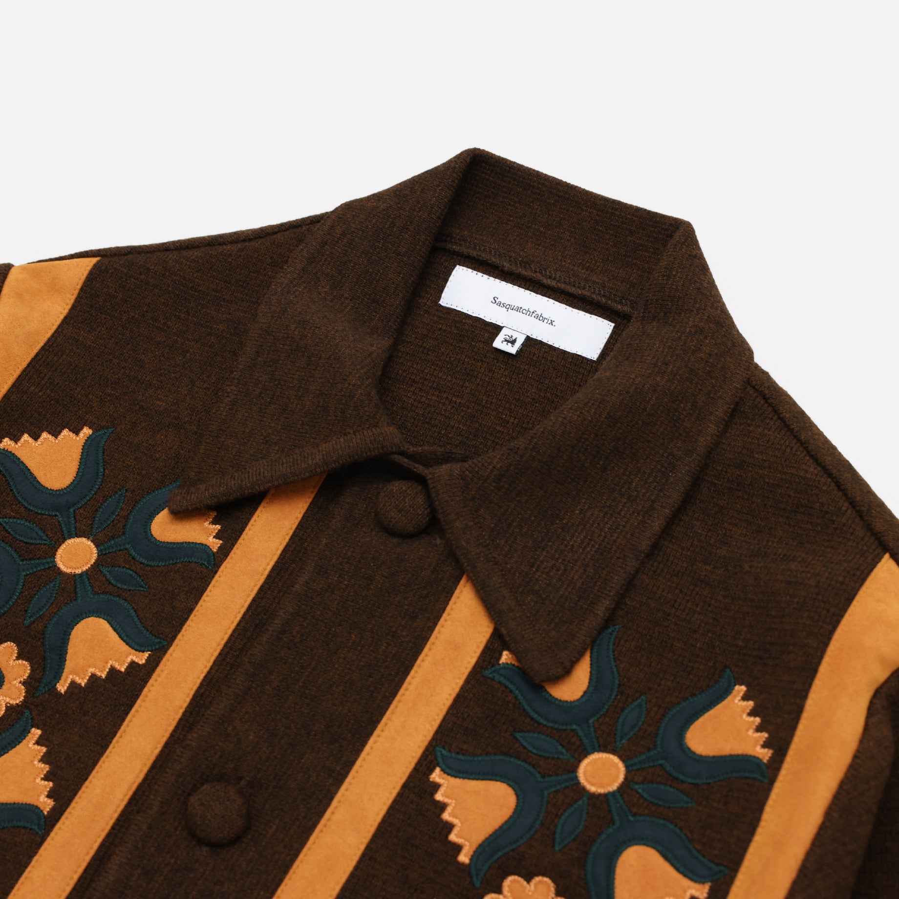 KNIT CARDIGAN "FLOWER"(BROWN)