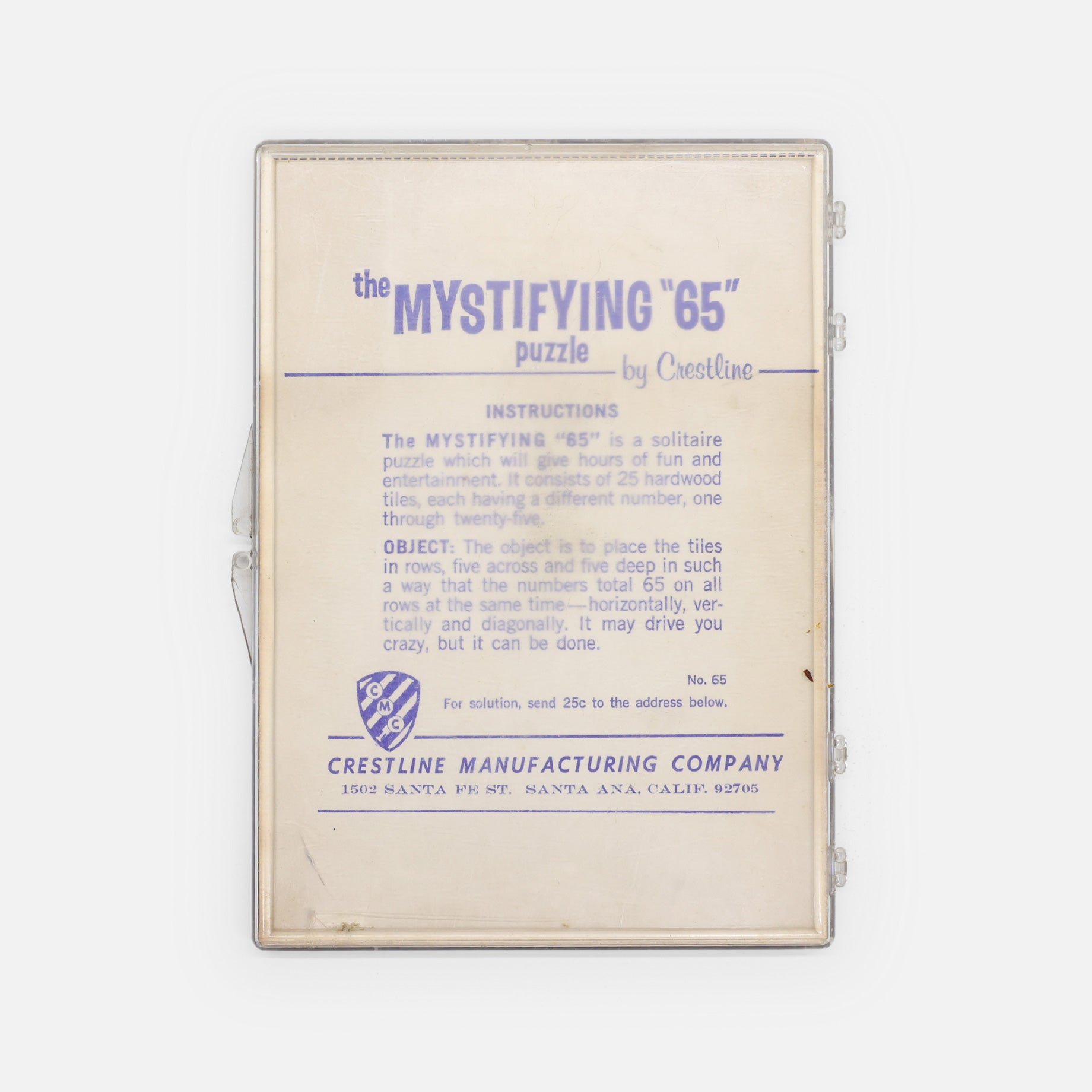 VINTAGE MISCELLANEOUS “THE MYSTIFYING 65 PUZZLE” WOODEN TOY(CRESTLINE)