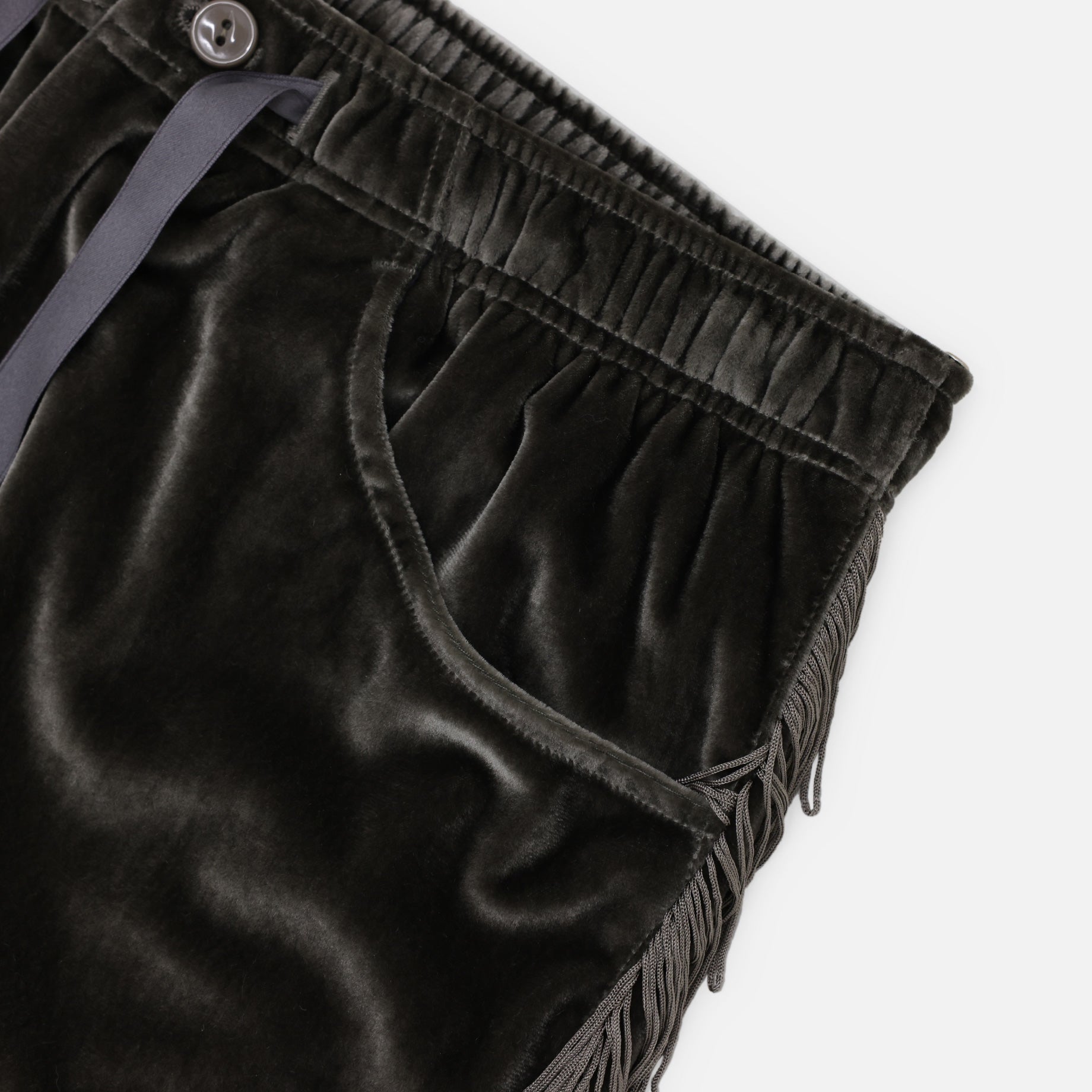 FRINGE STRING EASY PANT - TA/PE VELOUR(CHARCOAL)