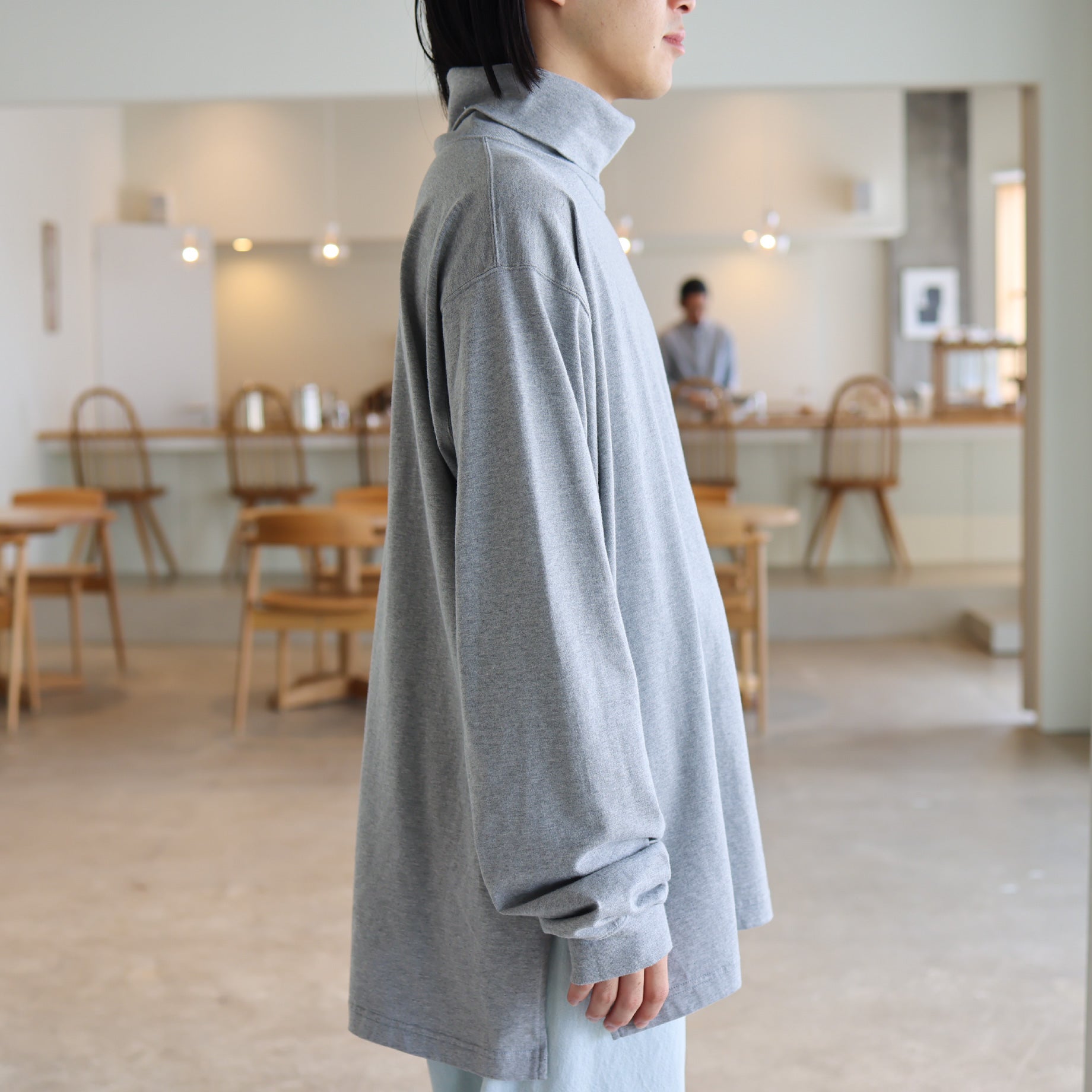 HIGH NECK L/S TEE(H.GRAY)