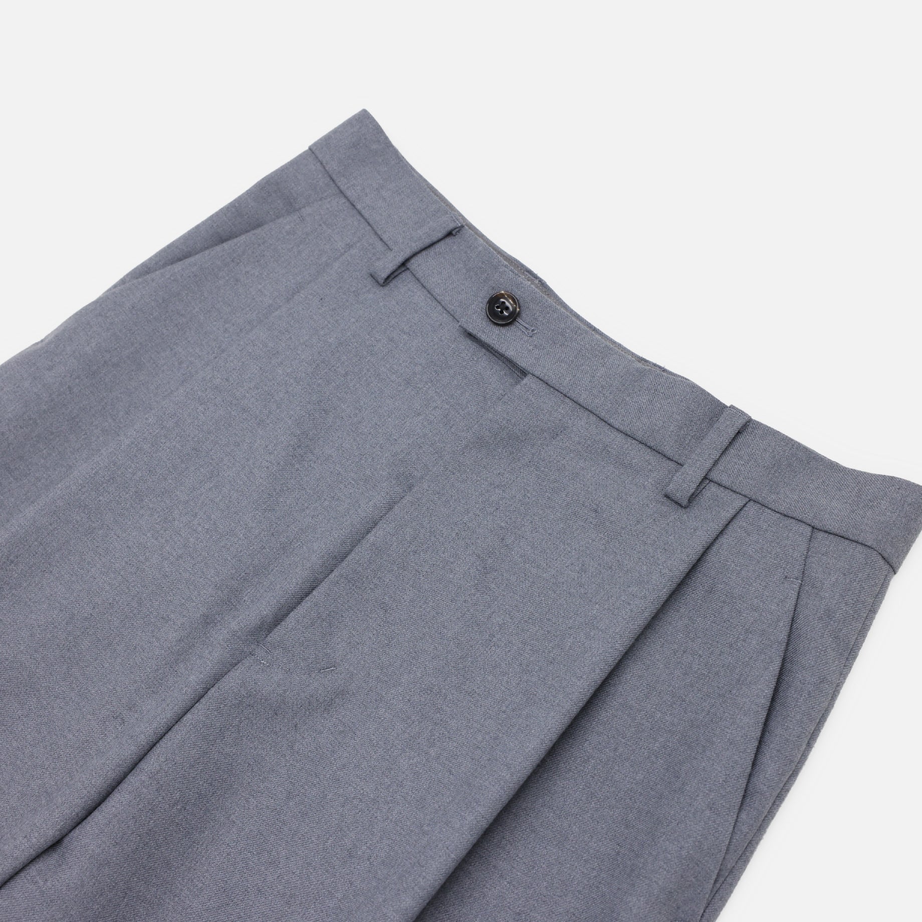 WOOL GABARDINE OVER TUCK PANTS(GRAY)