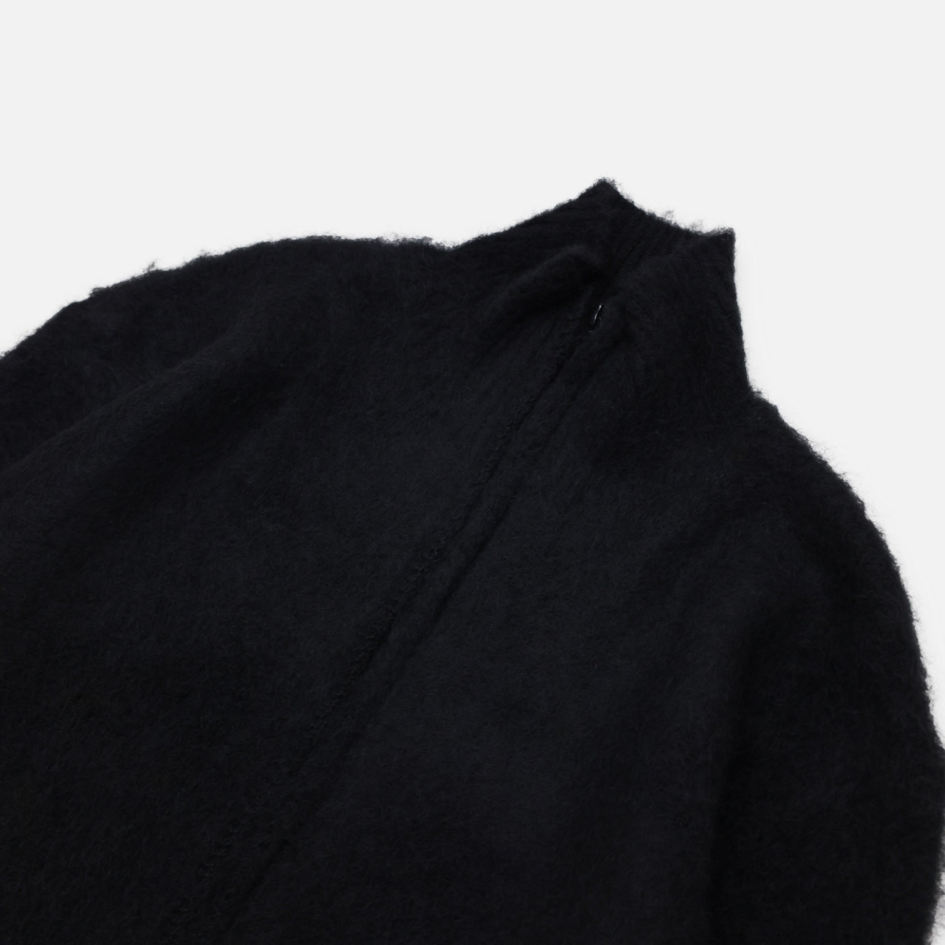 ZIPPED MOHAIR CARDIGAN - SOLID(BLACK)