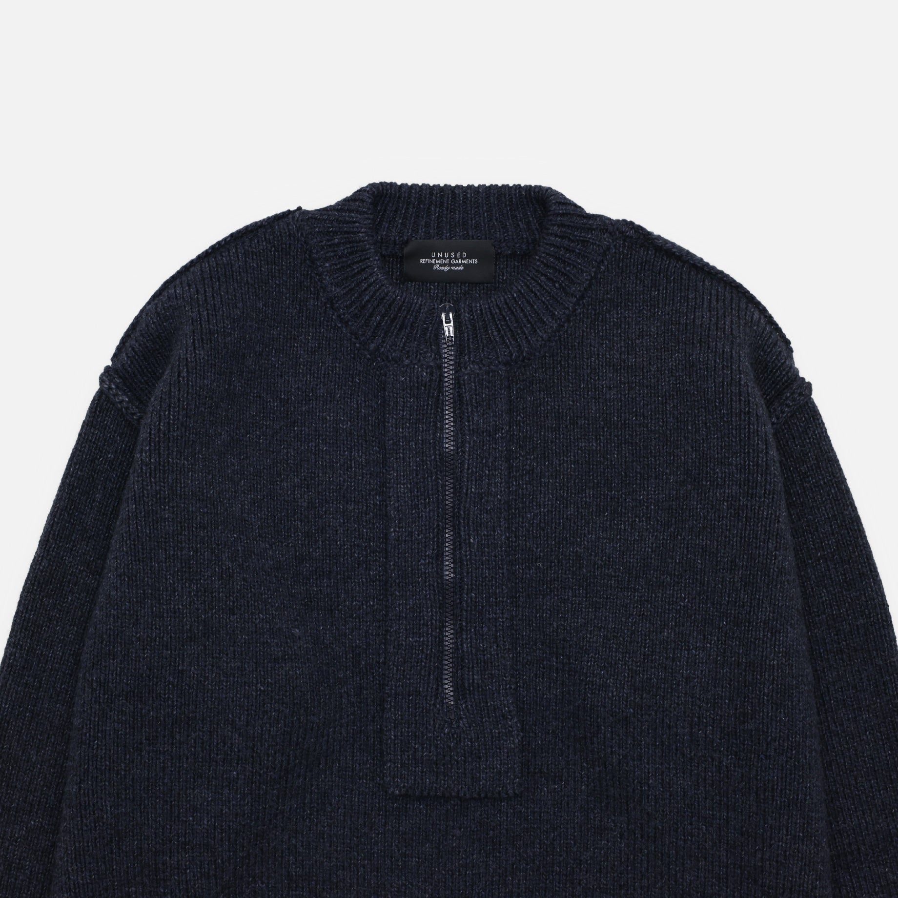 ZIP UP PULLOVER KNIT(CHARCOAL BLACK)