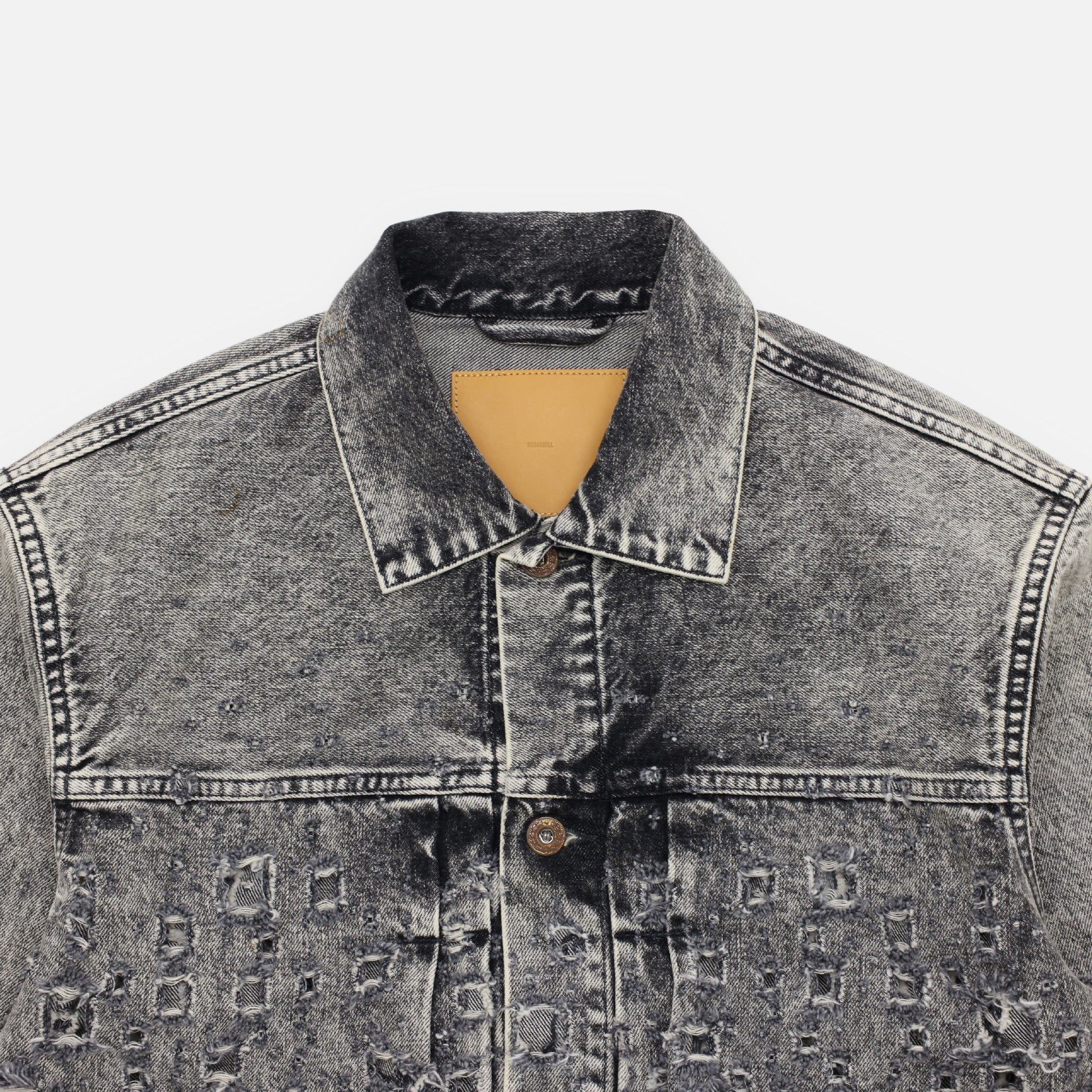 CRASHED BLACK MODERN DENIM JACKET(FADED BLACK)
