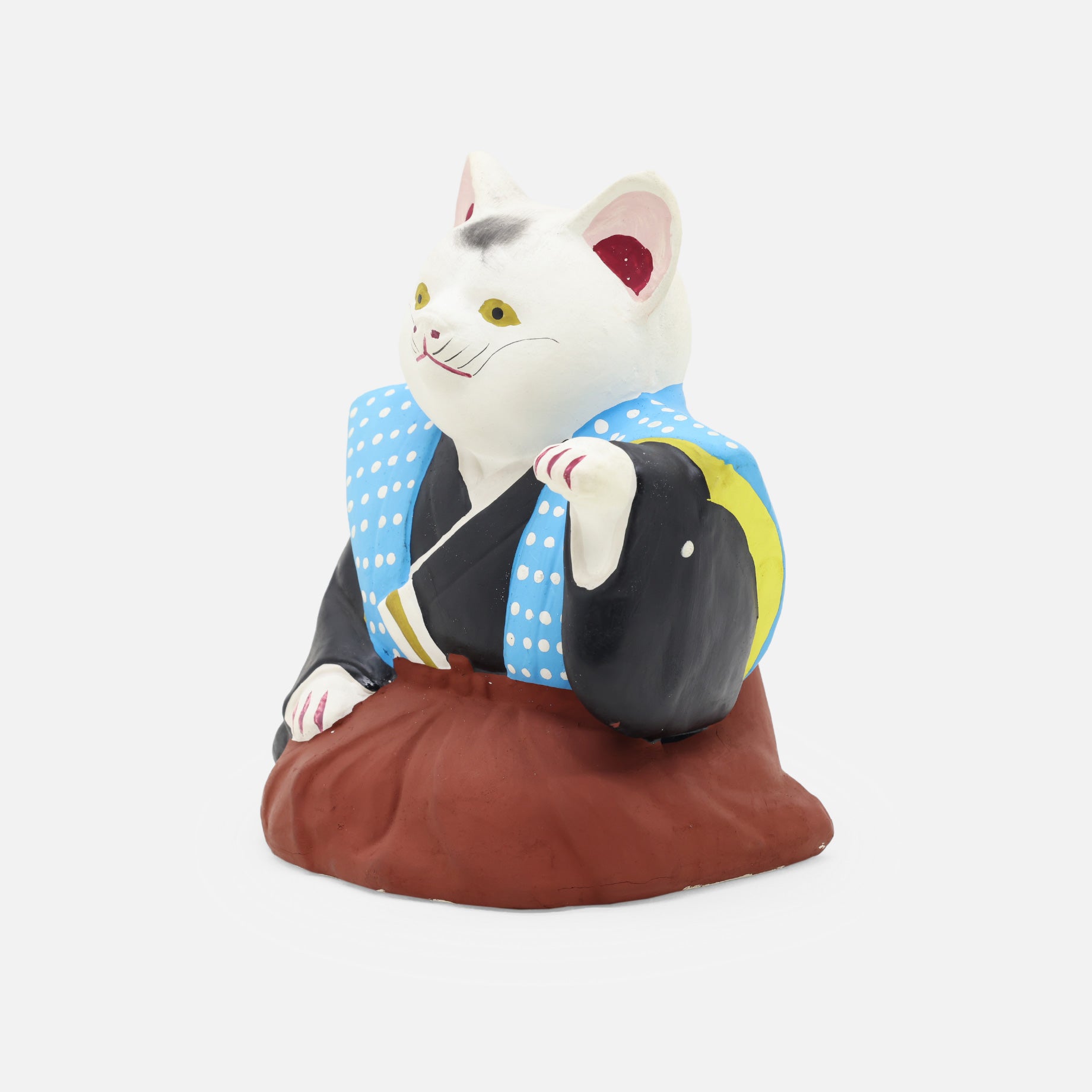 VINTAGE JAPANESE FOLK ART POTERY FIGURE(MANEKI-NEKO)