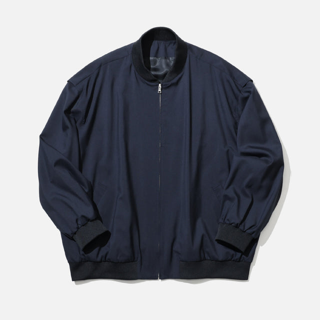 WOOL TROPICAL - ZIP UP OVER BLOUSON (D.NAVY)
