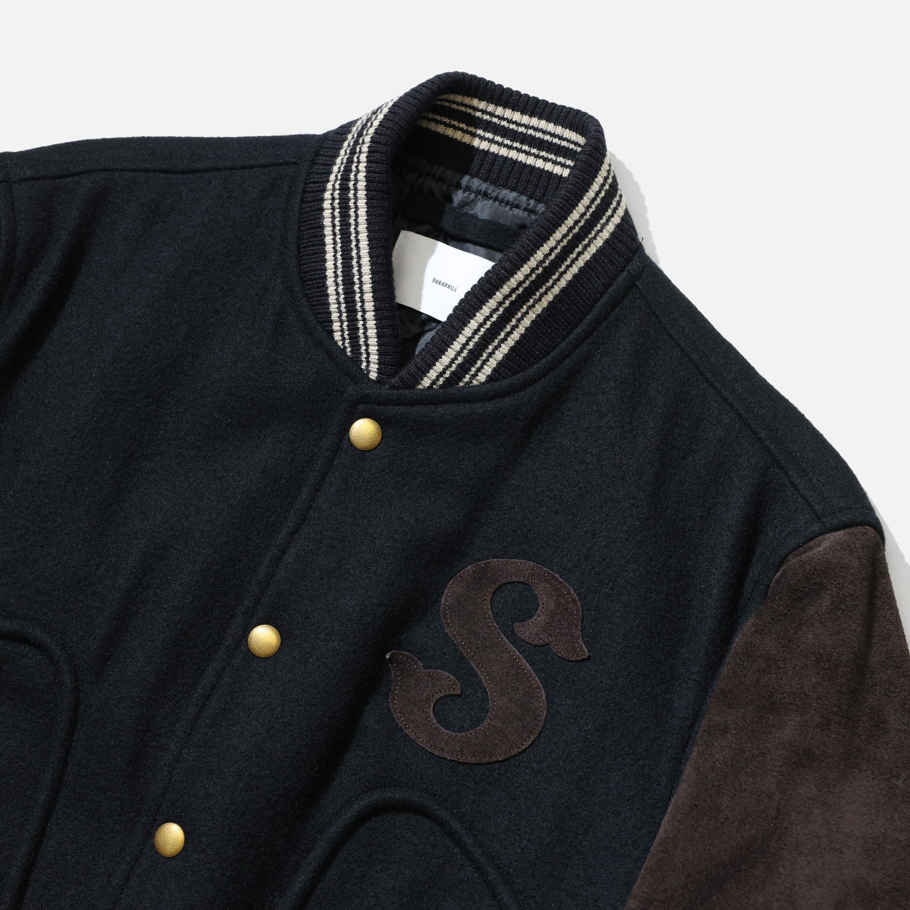 LEATHER STUDIUM JACKET (BLACK × BROWN)