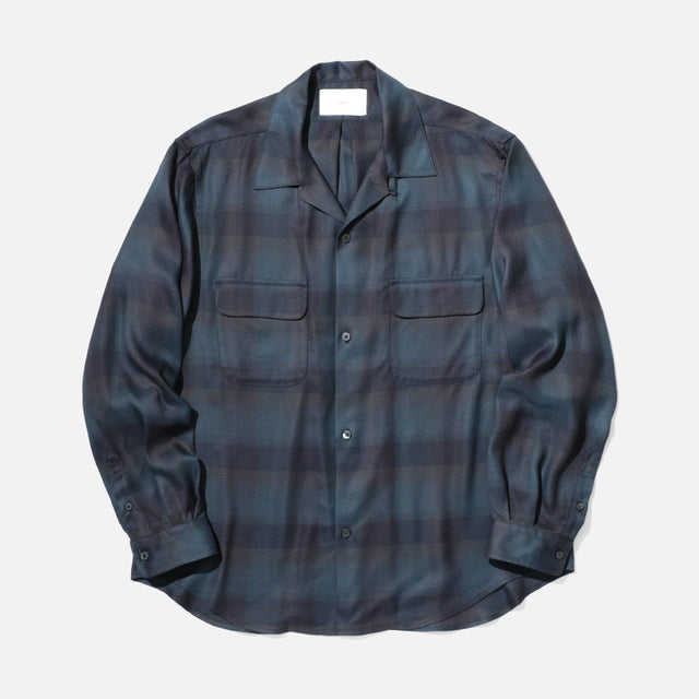 PLAID OPEN COLLAR SHIRTS (DEEP GREEN)