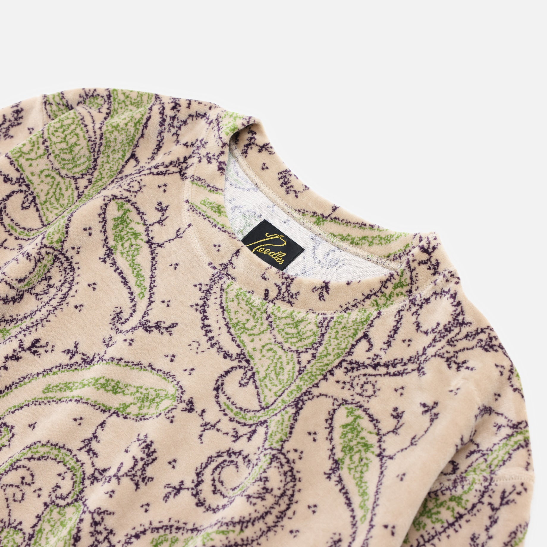 CREW SWEAT SHIRT - PAISLEY VELOUR JQ.(BEIGE)