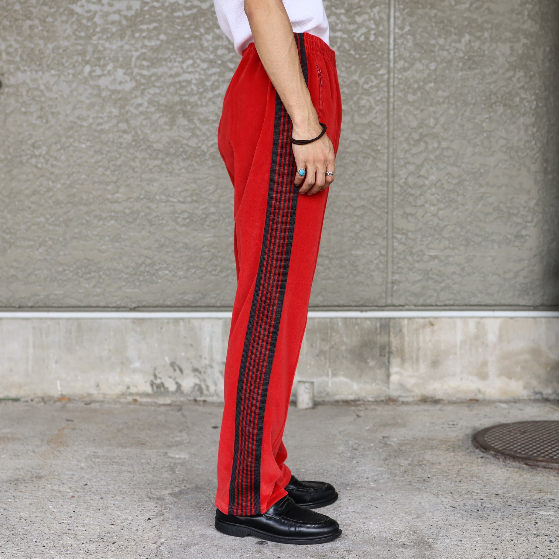 NARROW TRACK PANT - C/PE VELOUR(RED)