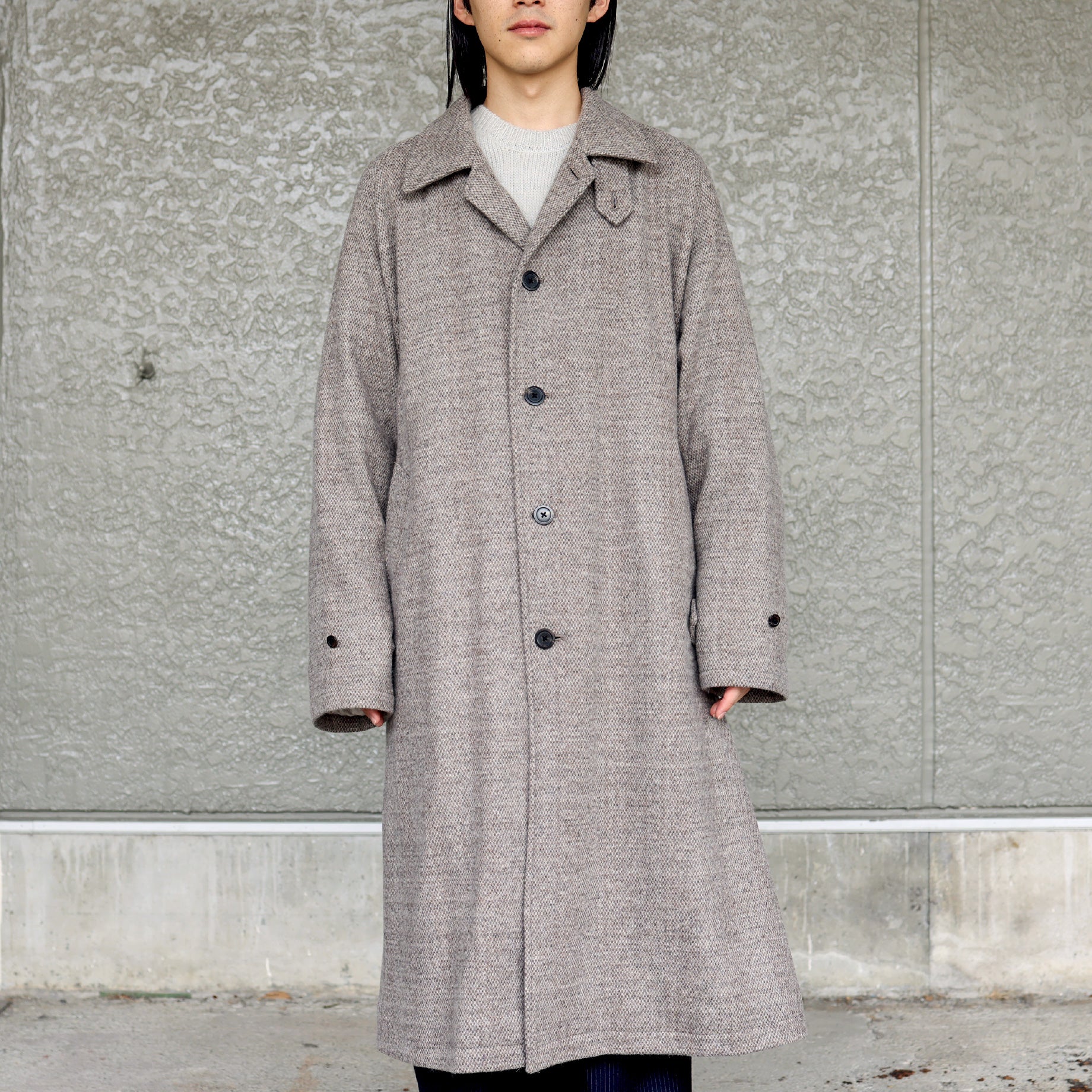 KNIT BALMACAAN COAT(BEIGE)