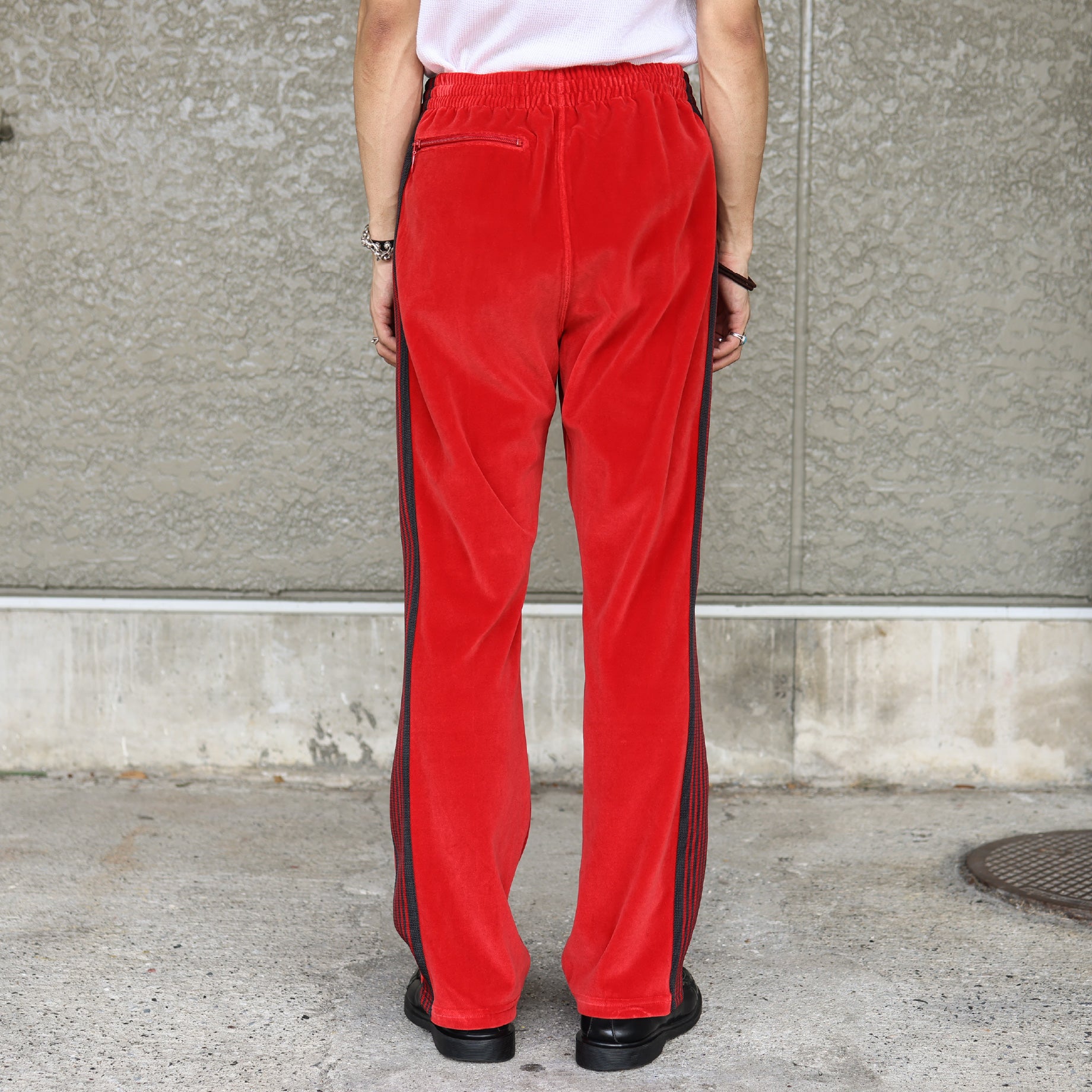 NARROW TRACK PANT - C/PE VELOUR(RED)