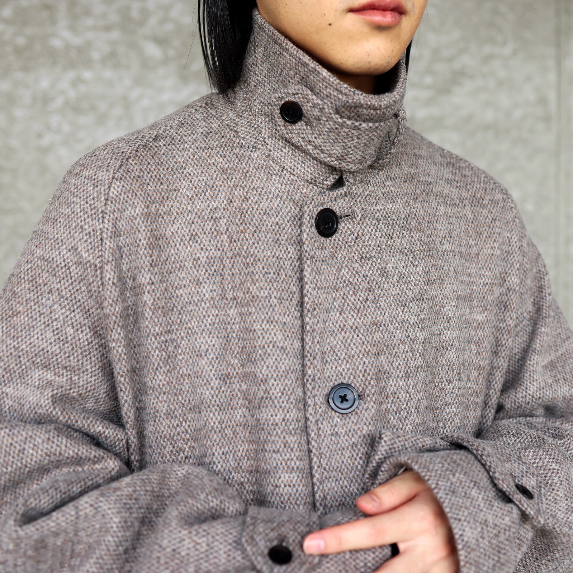 KNIT BALMACAAN COAT(BEIGE)