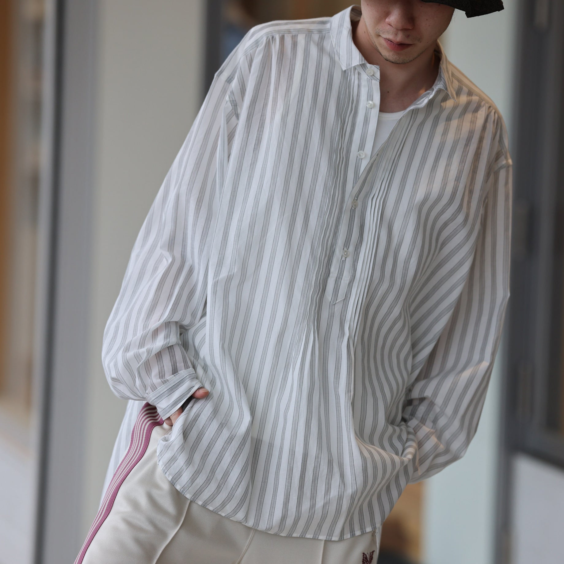 COTTON SILK STRIPE - PULLOVER L/S SHIRTS(STRIPE)
