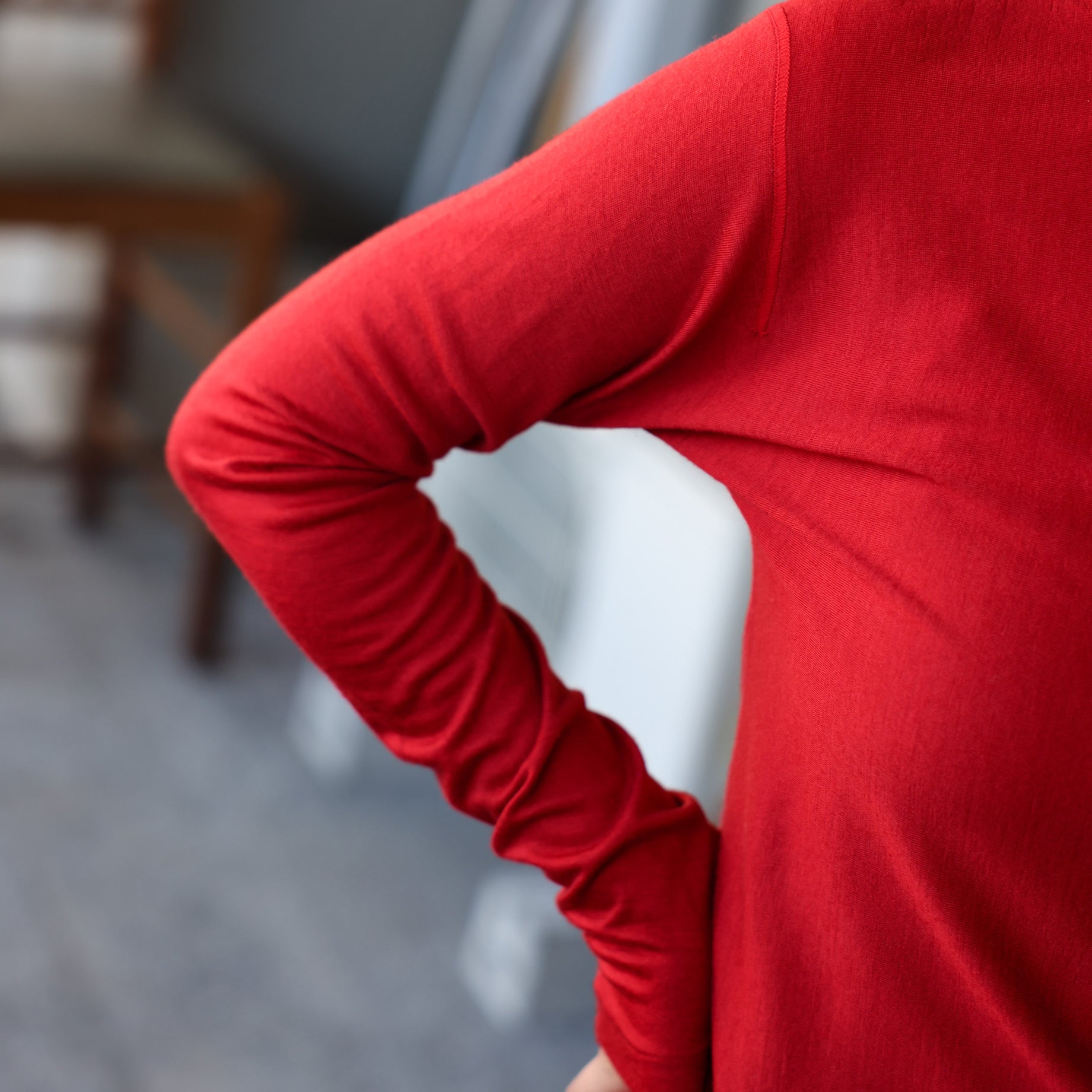 LINKING PATTERN WASHABLE WOOL JERSEY(RED)
