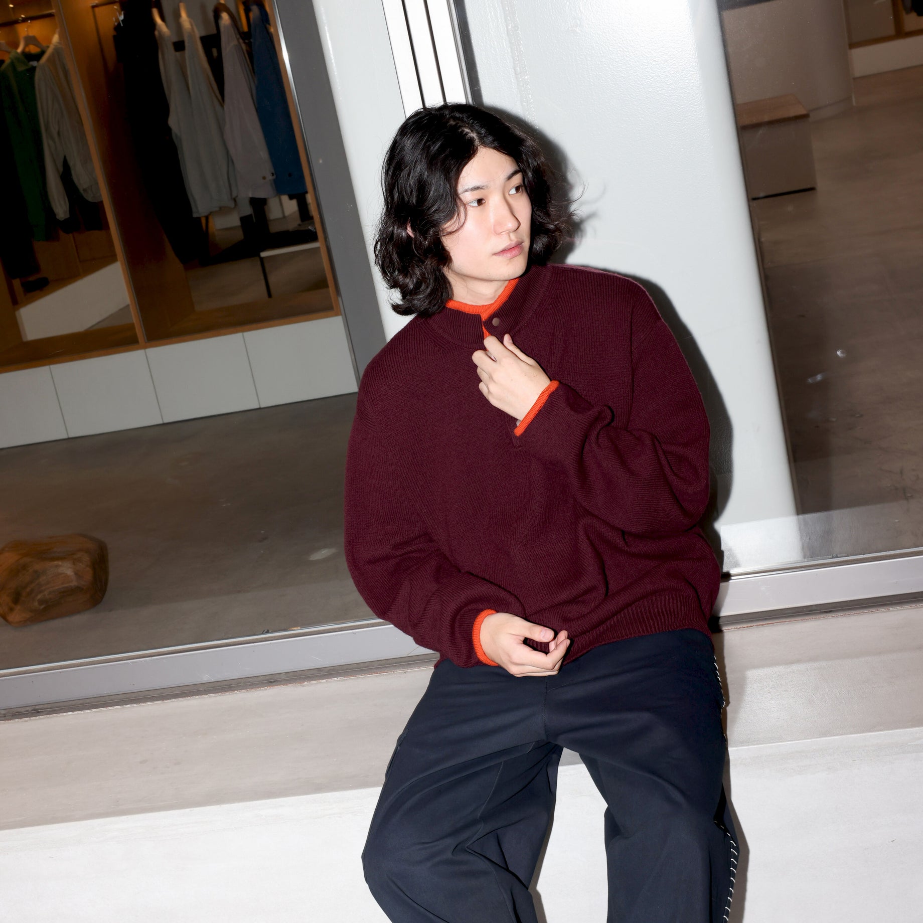 5G WOOL PULLOVER KNIT (BURGUNDY)
