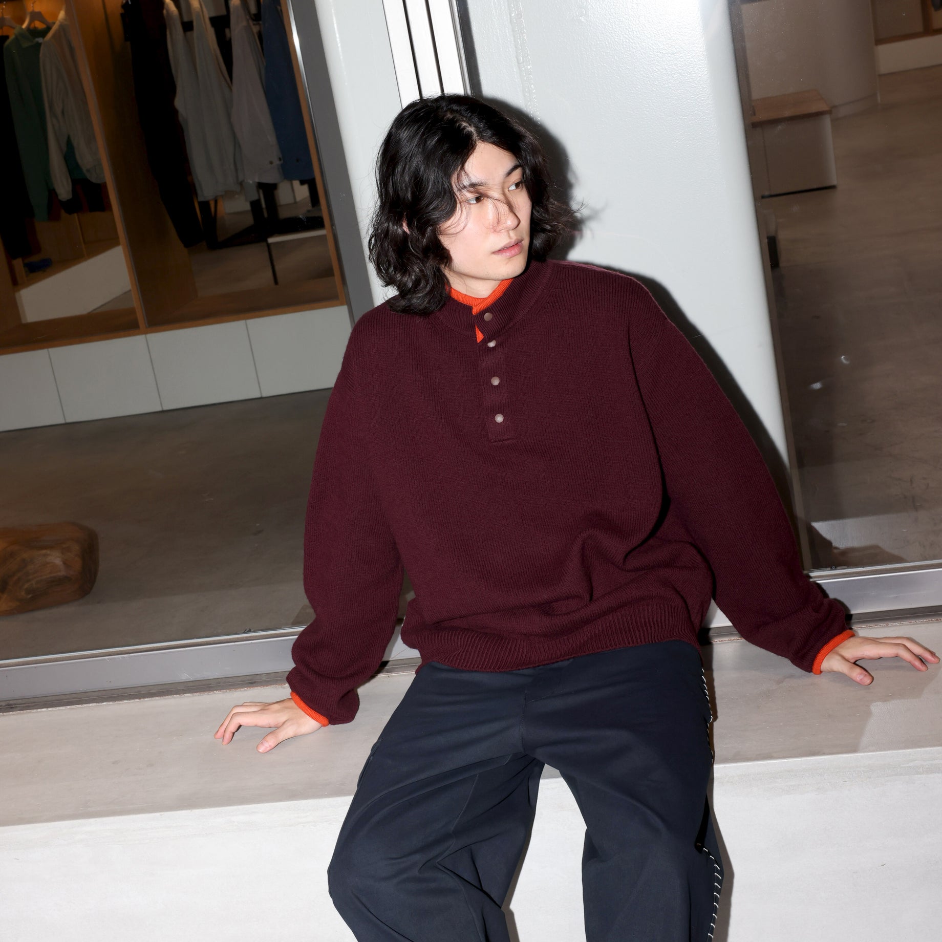 5G WOOL PULLOVER KNIT (BURGUNDY)