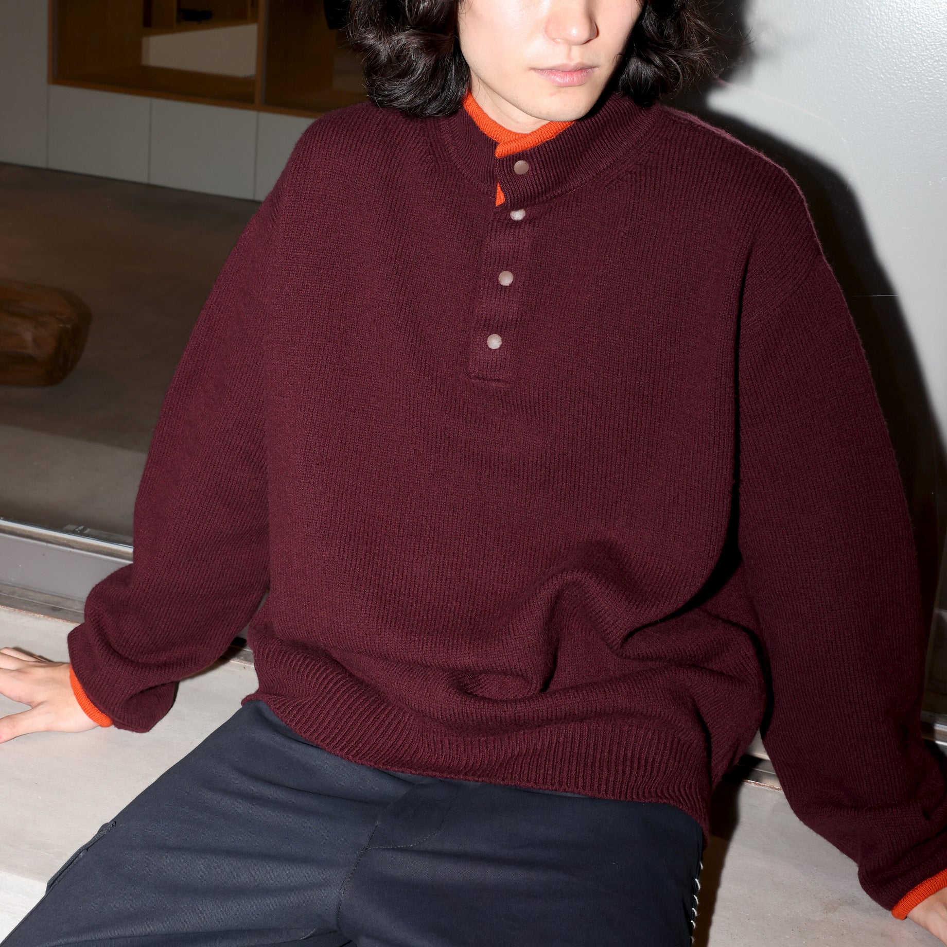 5G WOOL PULLOVER KNIT (BURGUNDY)