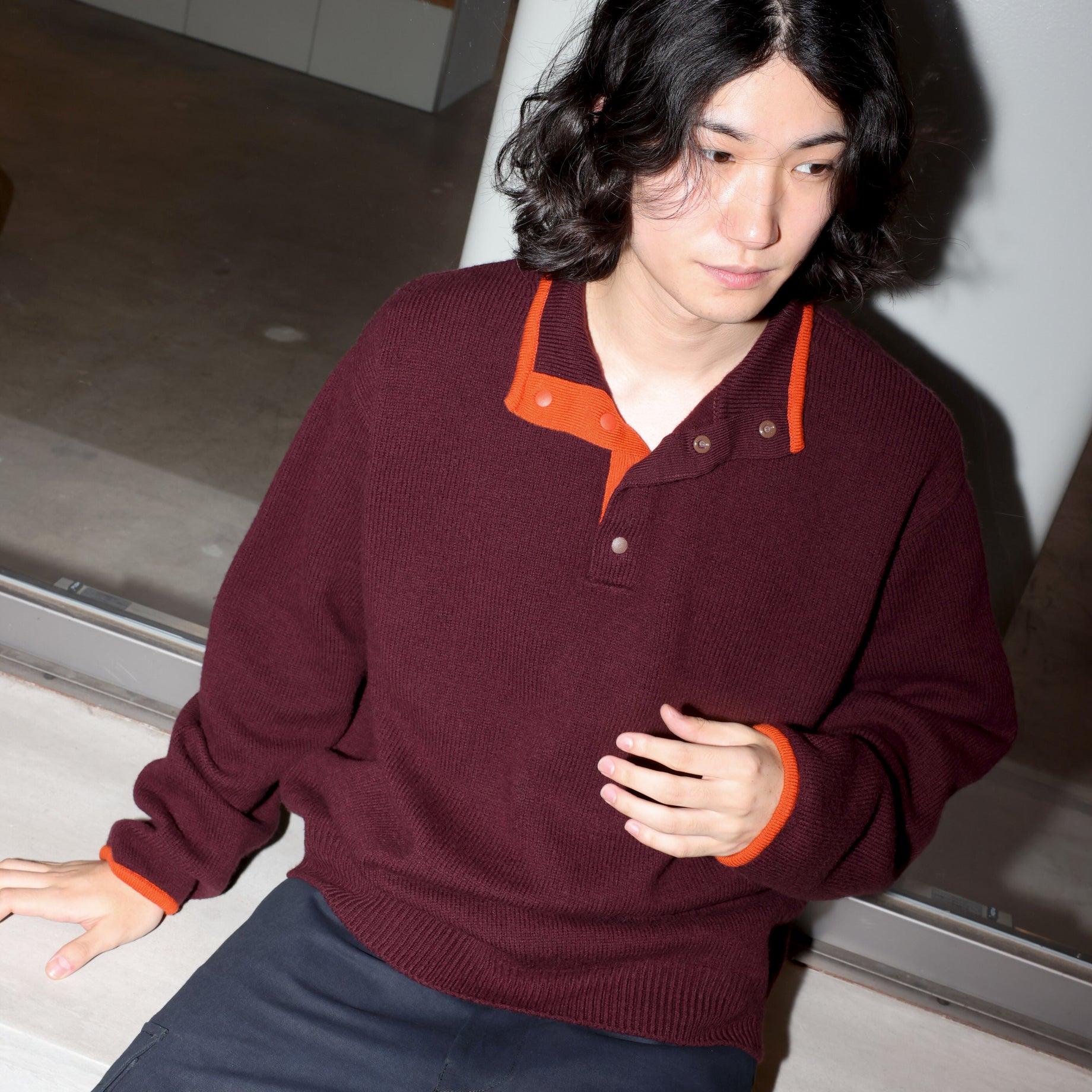 5G WOOL PULLOVER KNIT (BURGUNDY)