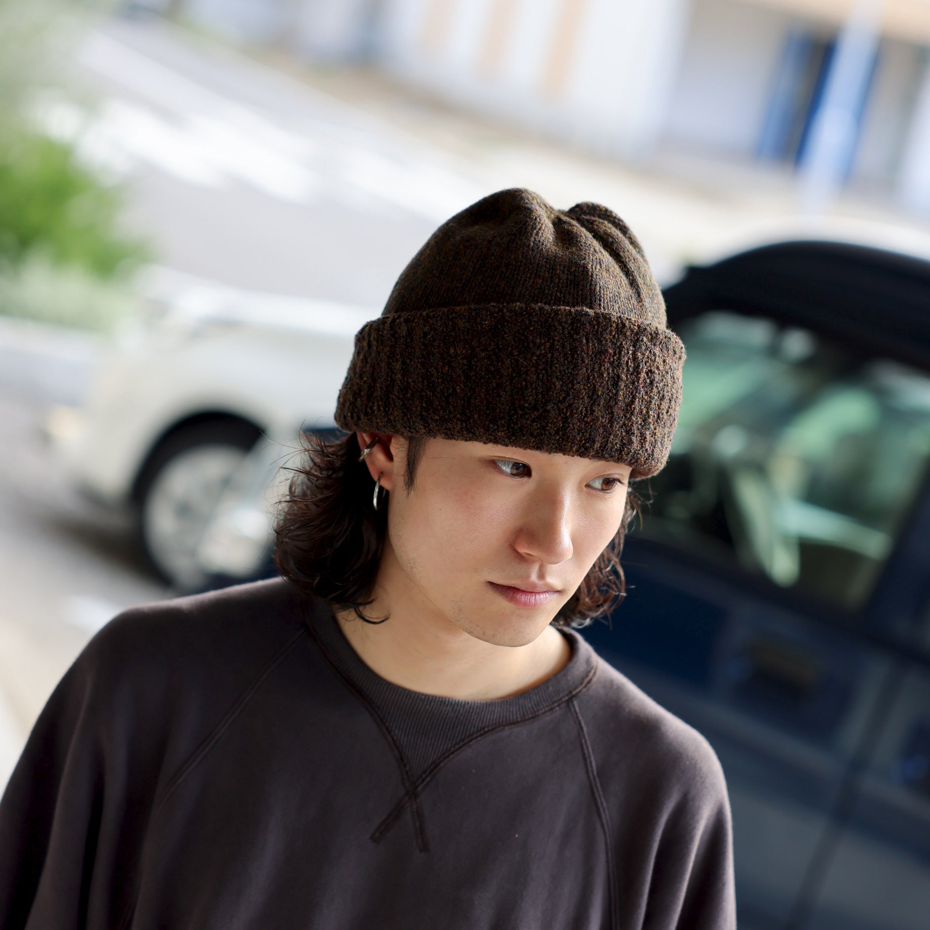 WOOL KNIT CAP (BROWN)
