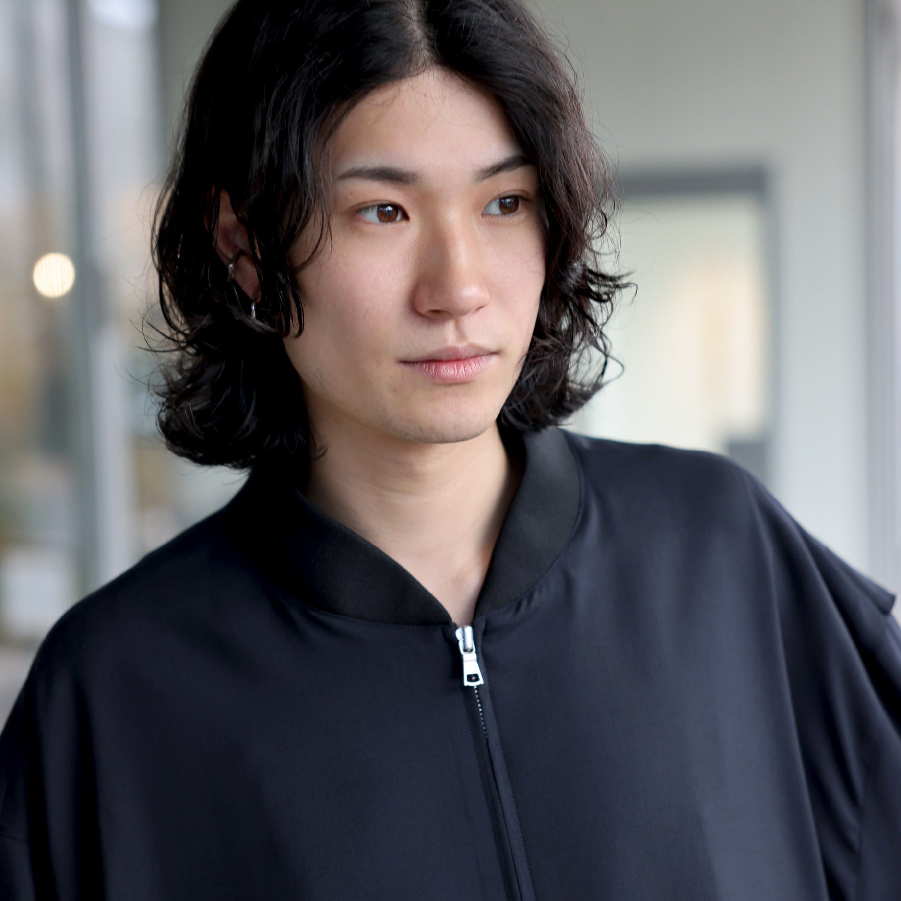 WOOL TROPICAL - ZIP UP OVER BLOUSON (D.NAVY)