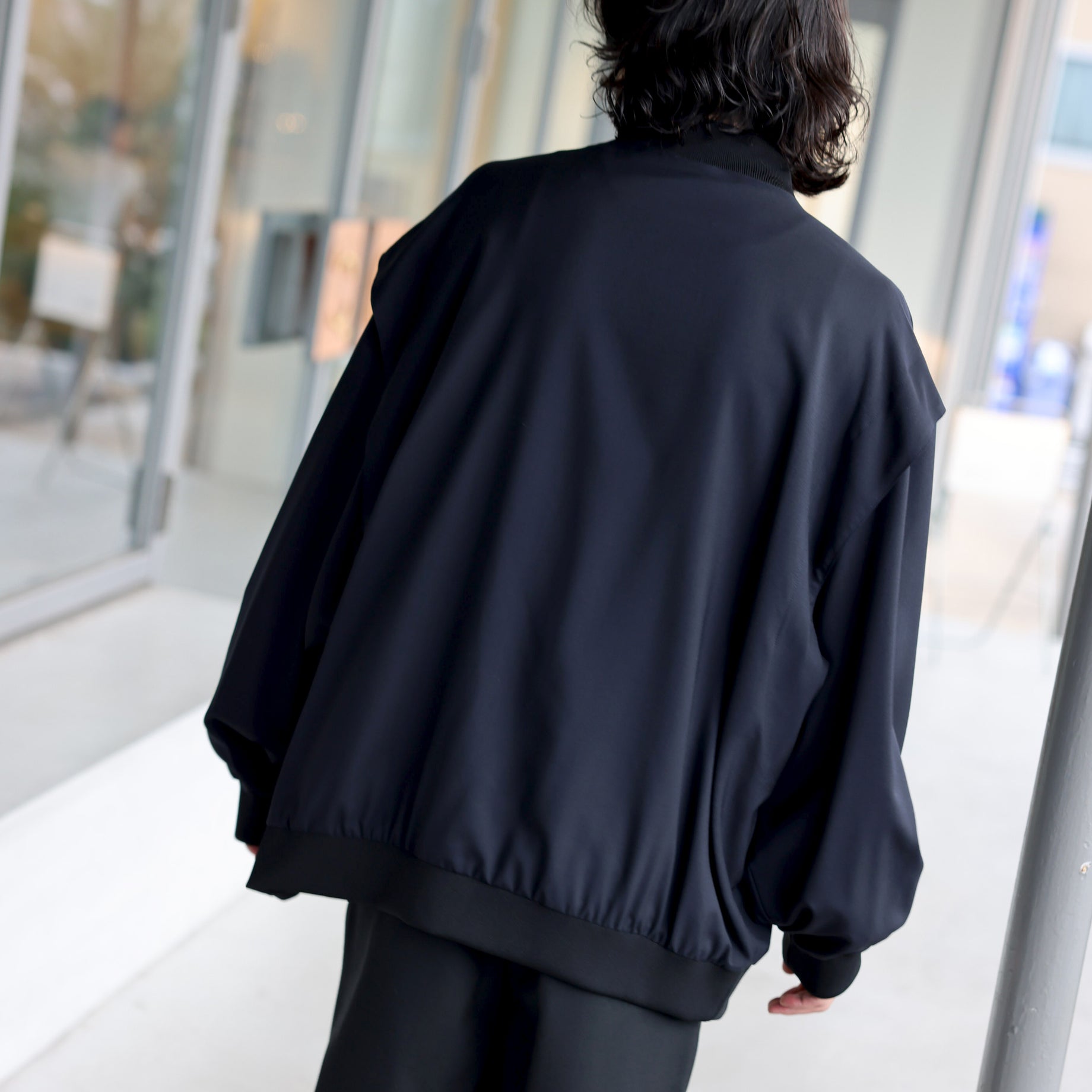 WOOL TROPICAL - ZIP UP OVER BLOUSON (D.NAVY)