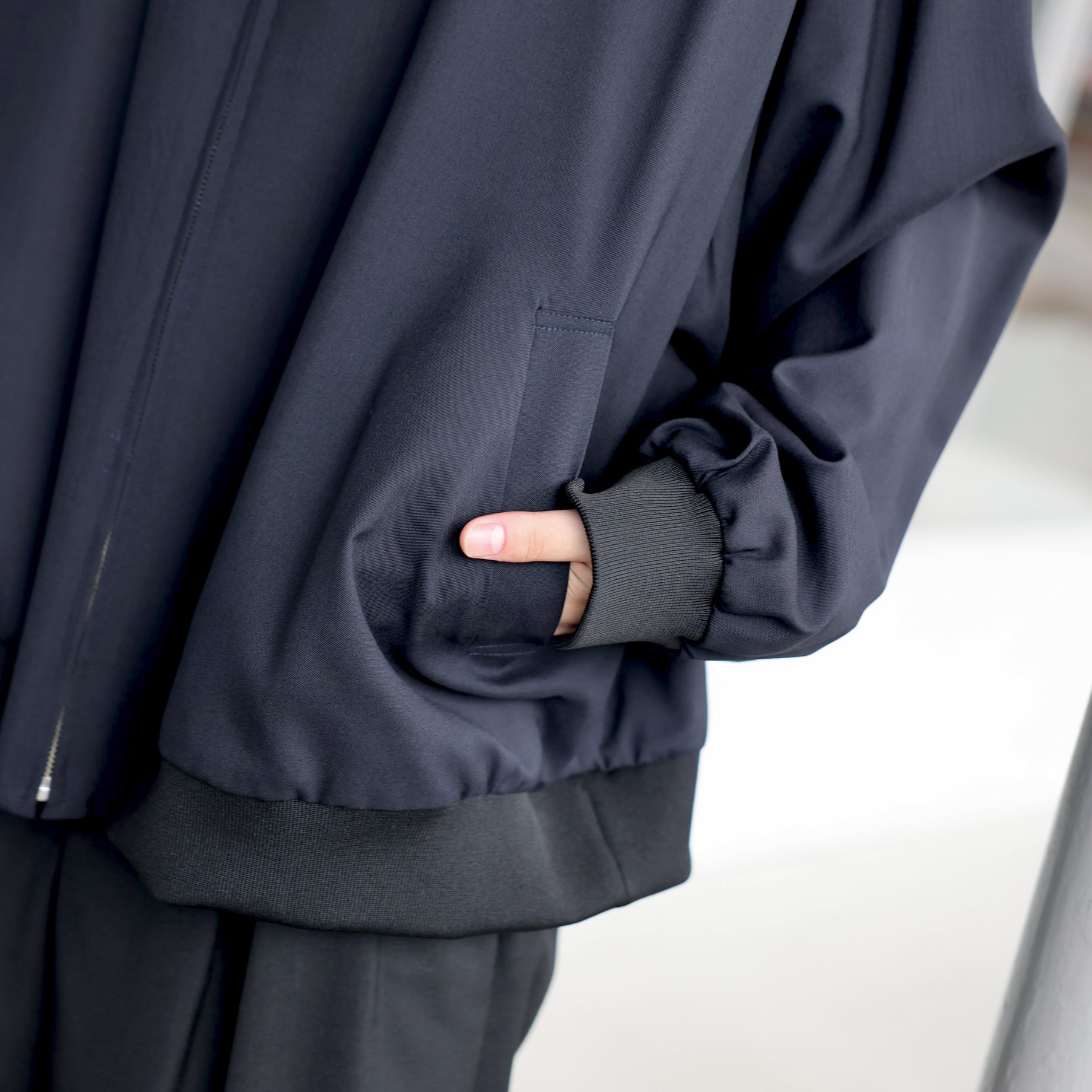 WOOL TROPICAL - ZIP UP OVER BLOUSON (D.NAVY)