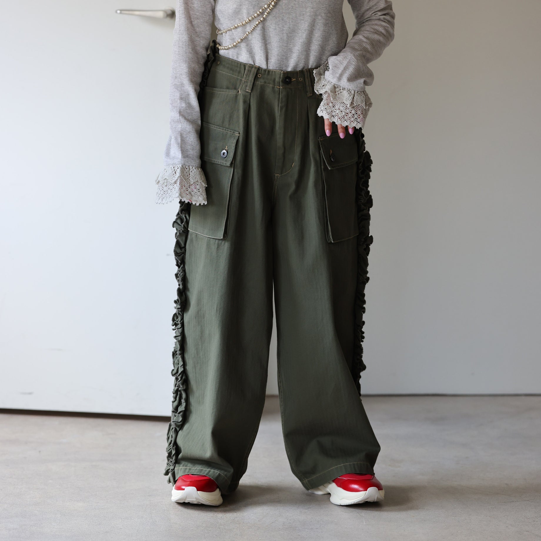 UTILITY PANTS - HERRINGBONE (OLIVE)