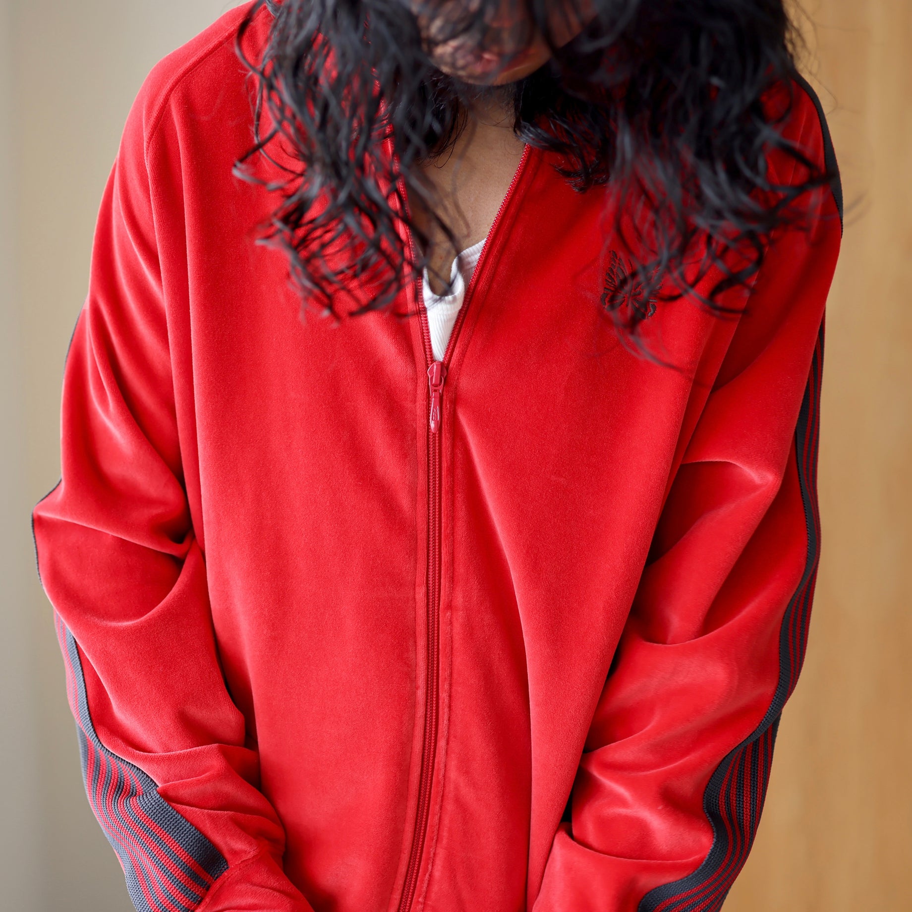 R.C. TRACK JACKET - C/PE VELOUR(RED)