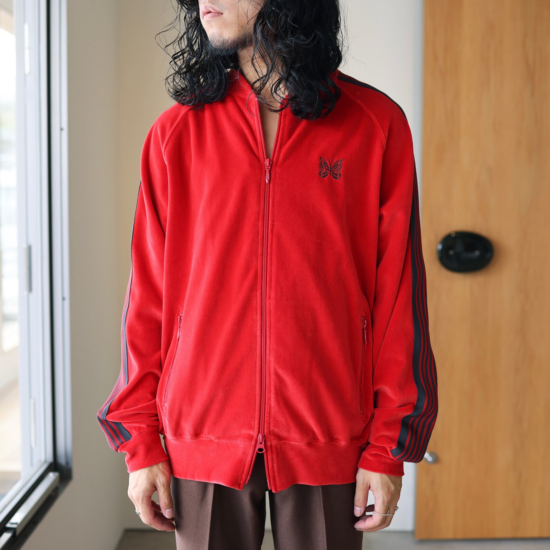 R.C. TRACK JACKET - C/PE VELOUR(RED)