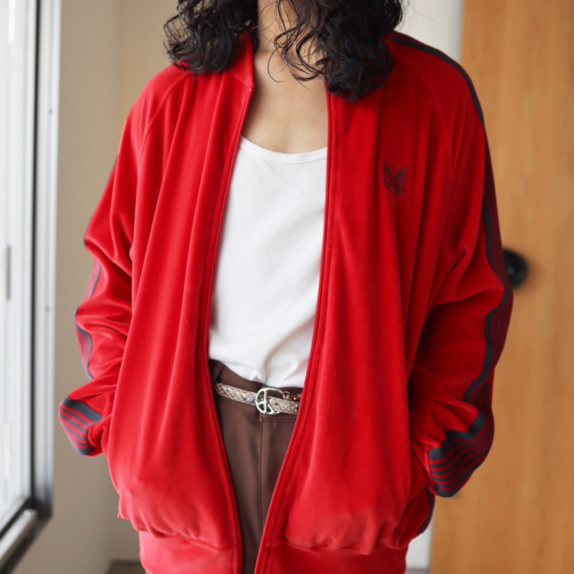 R.C. TRACK JACKET - C/PE VELOUR(RED)