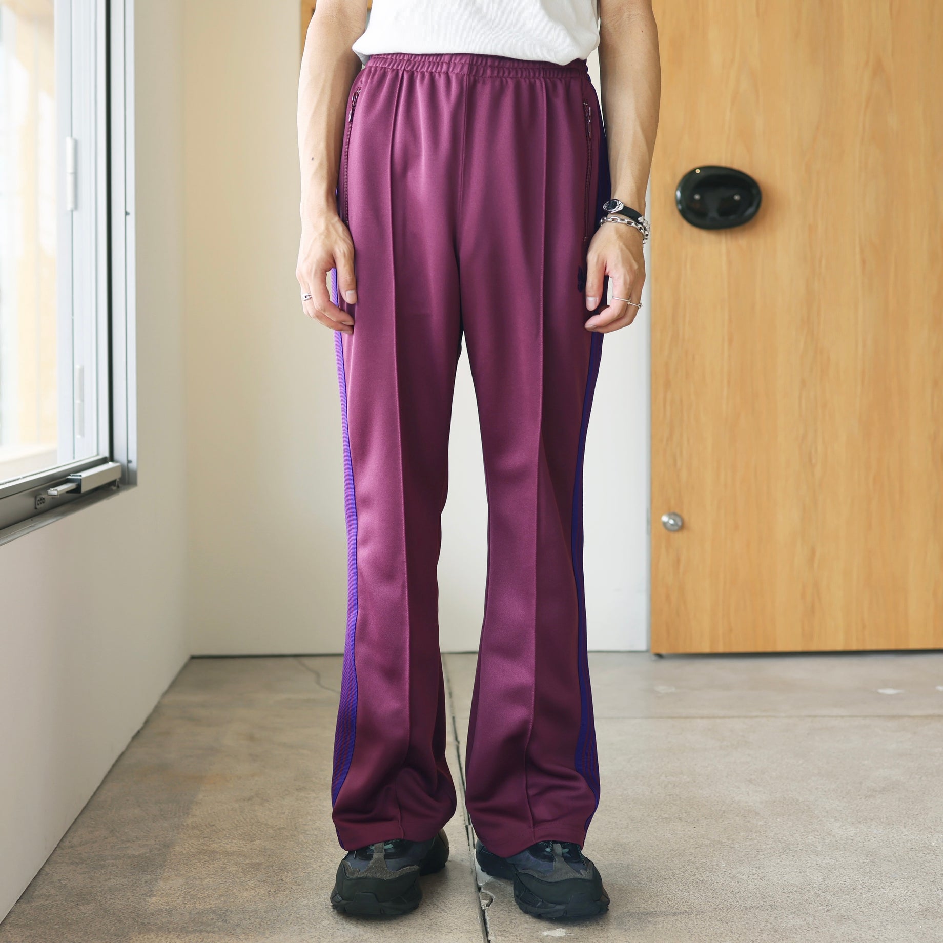 BOOT - CUT TRACK PANT - POLY SMOOTH(WINE)