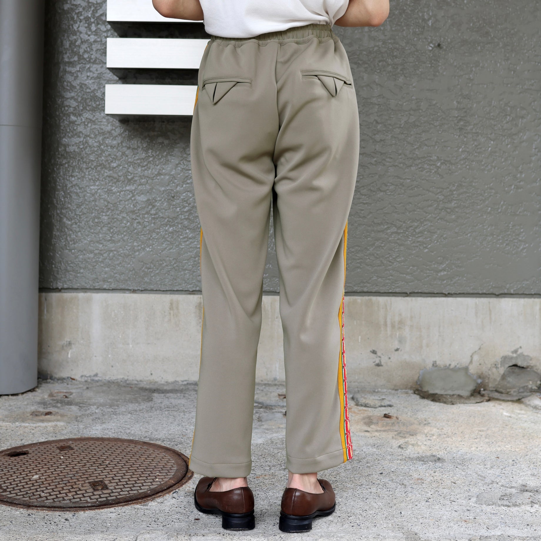 LACE TAPE STRAIGHT TRACK PANTS(LIGHT GRAY)