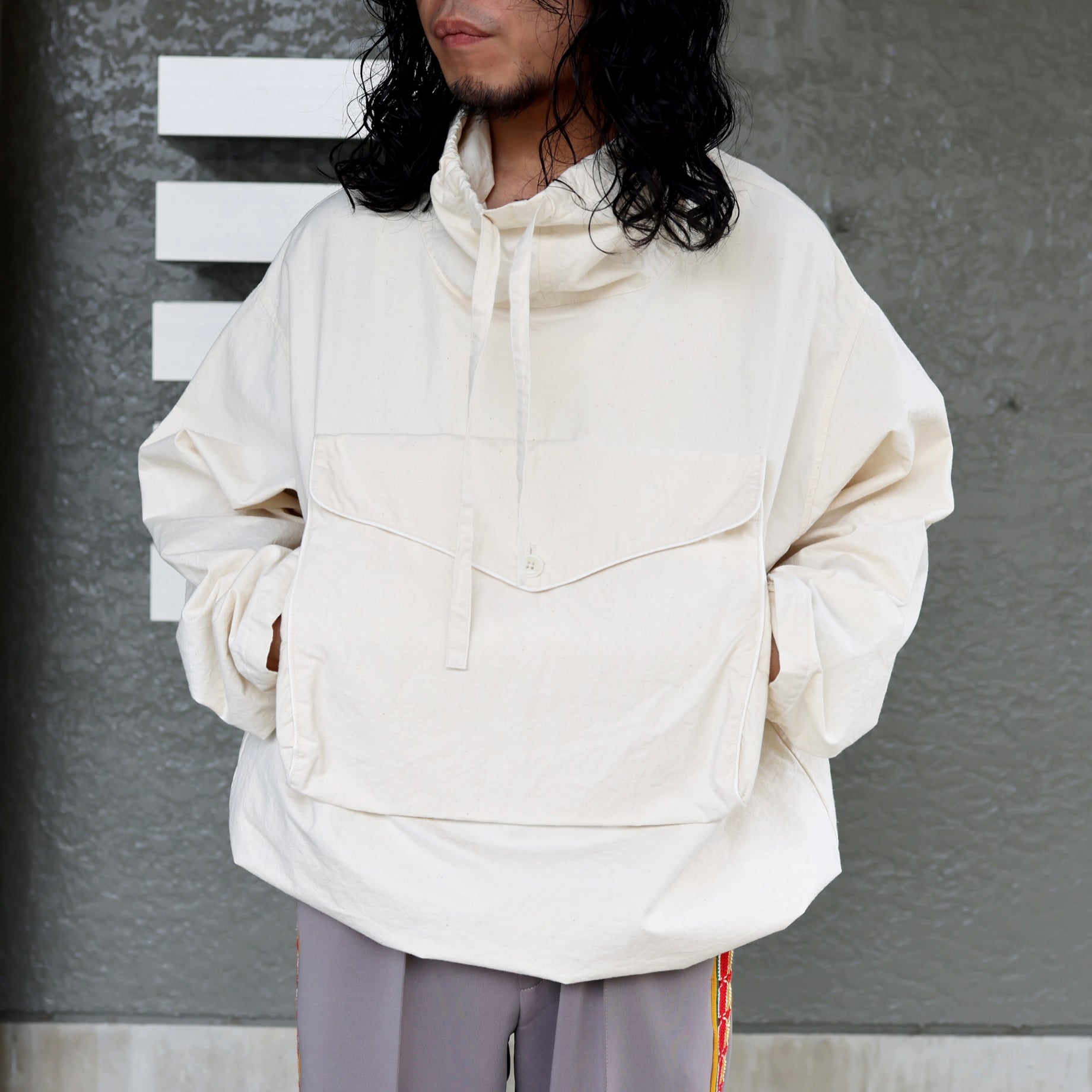 HI-NECK PULLOVER SHIRT(OFF WHITE)