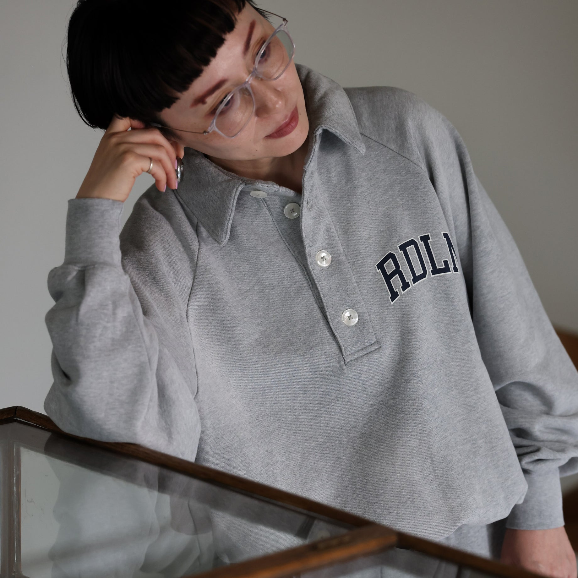 LOGOTYPE POLO SWEATSHIRT (GREY)