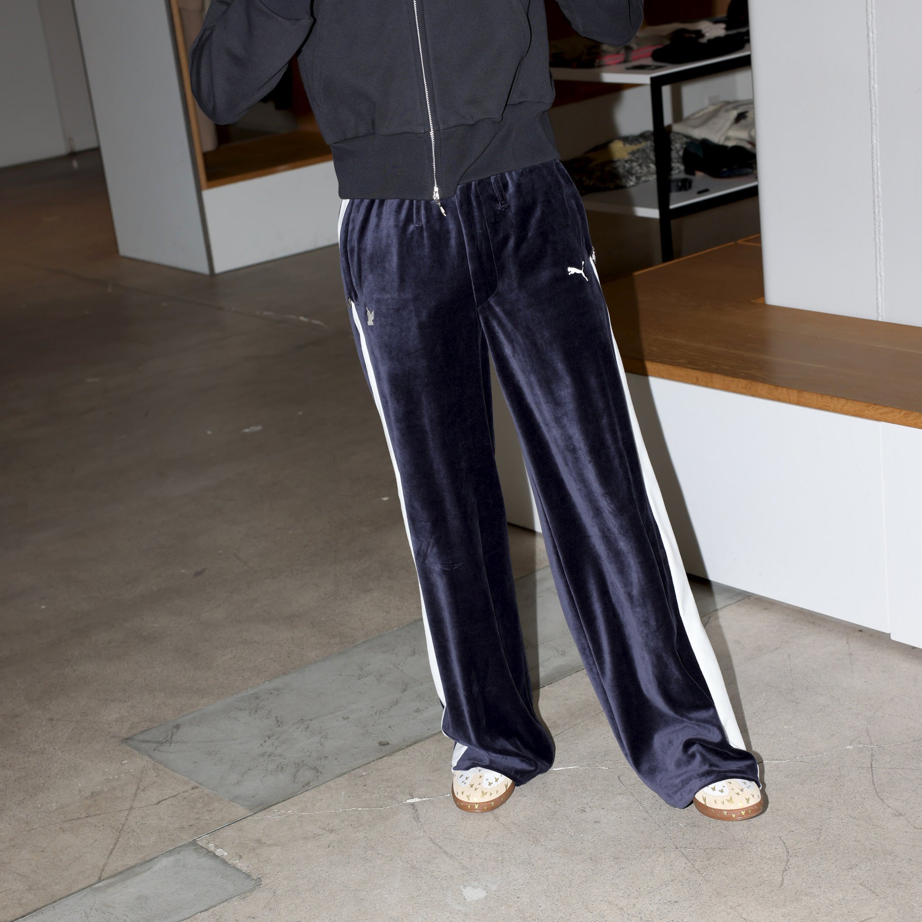 PUMA × MASU T7 WIDE TRACK PANTS (DARK NAVY)