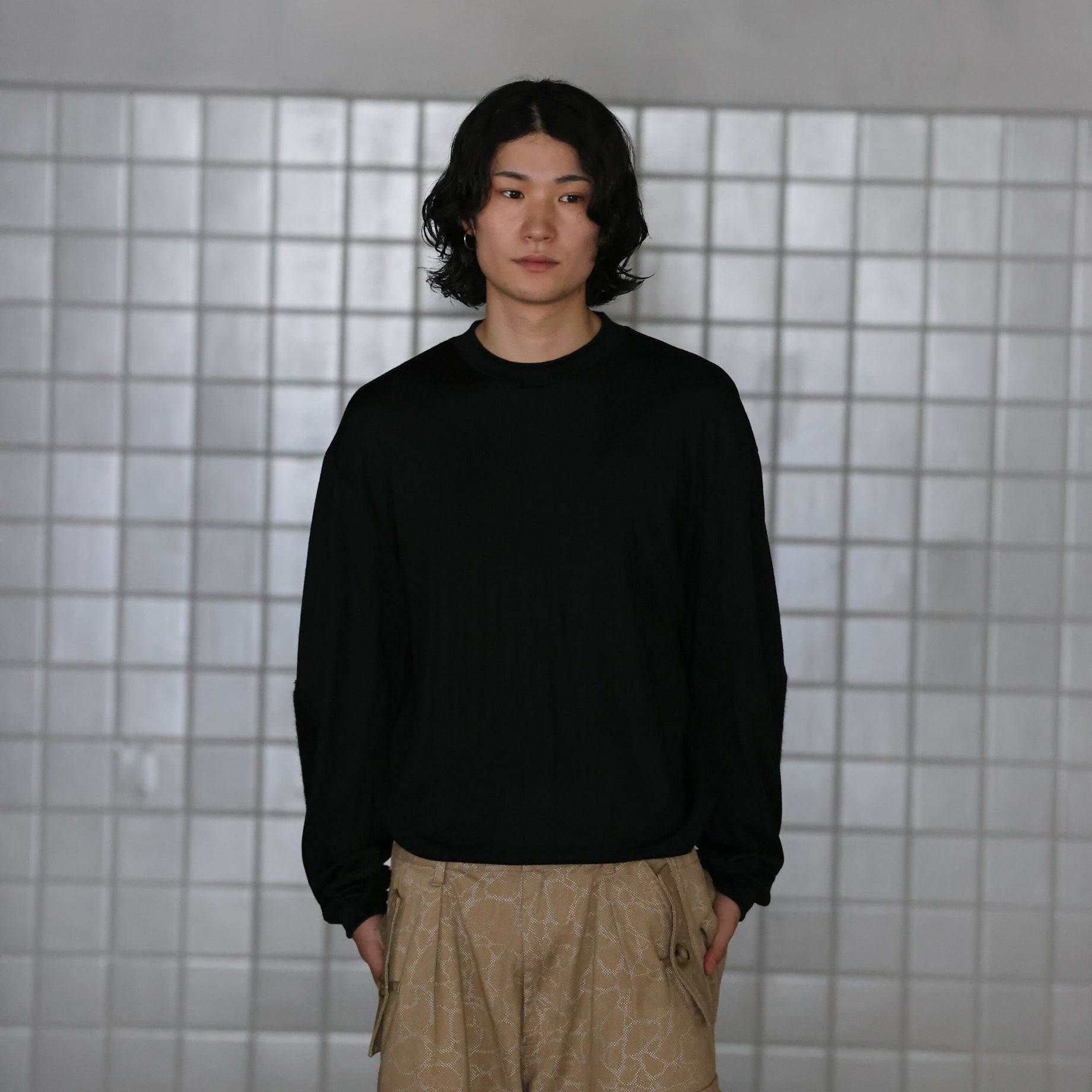 FINE WOOL LONG T (BLACK)