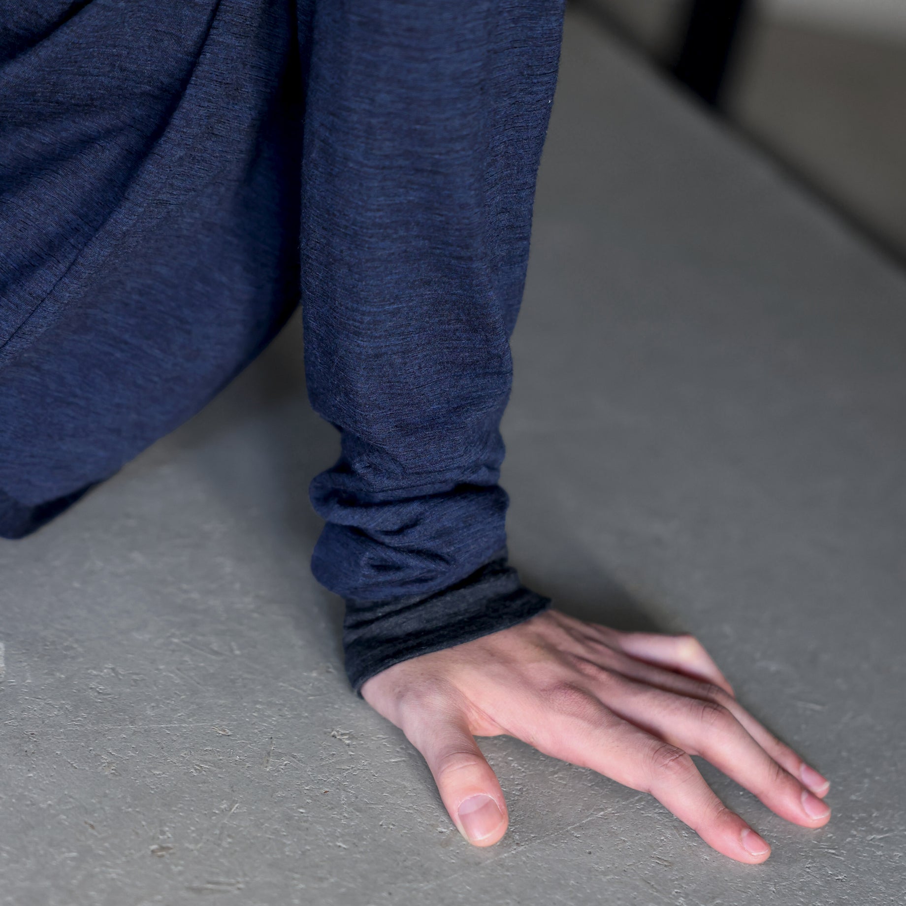 SUPER 120'S TOP WOOL JERSEY FRAP SHIRT (NV × CHARCOAL)