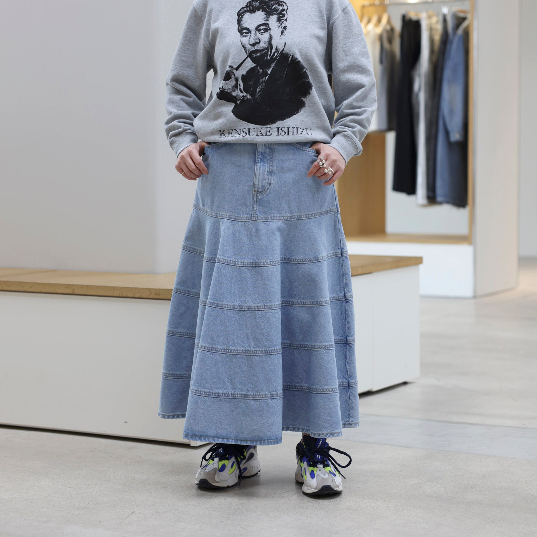 TIERED SKIRT(ICE BLUE)