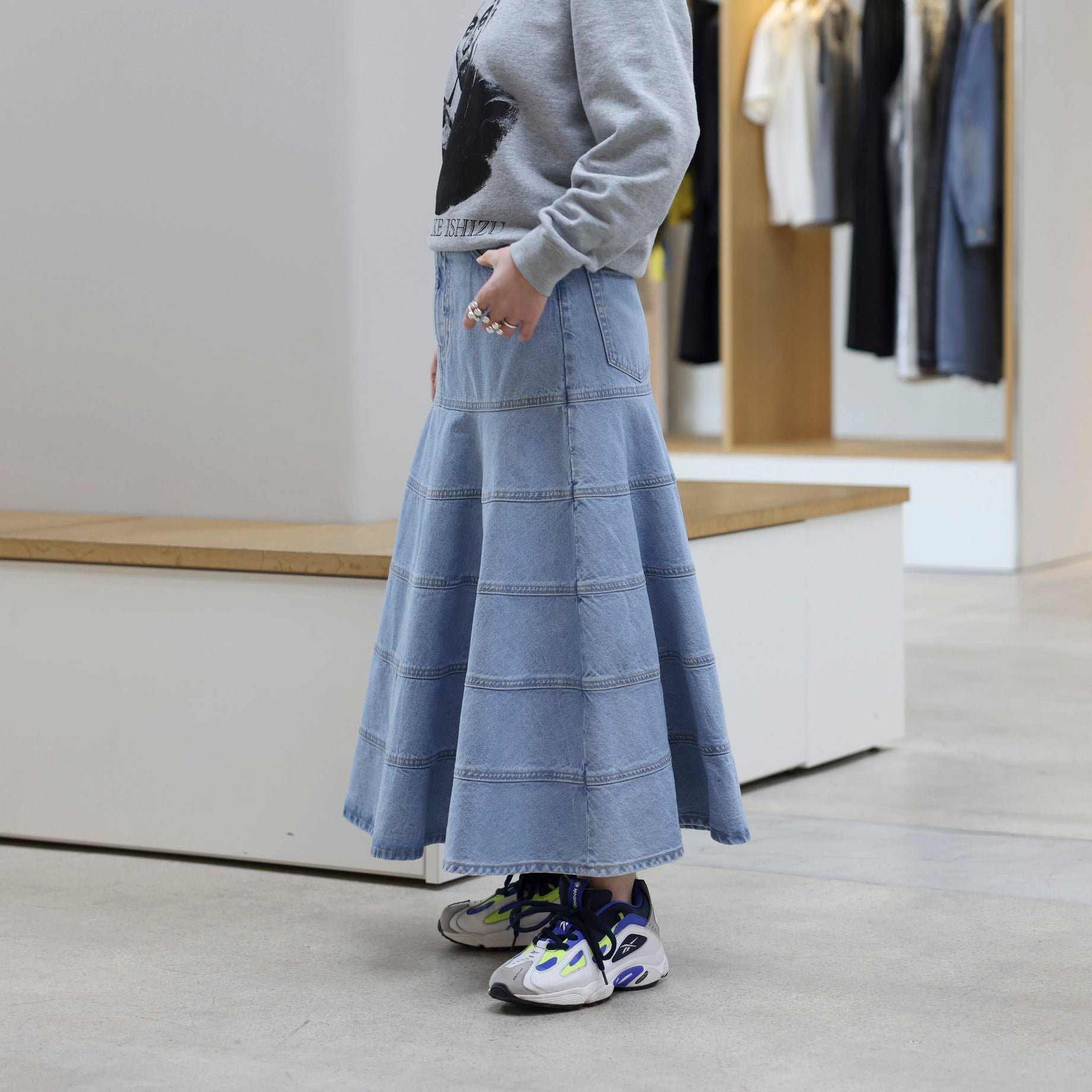 TIERED SKIRT(ICE BLUE)